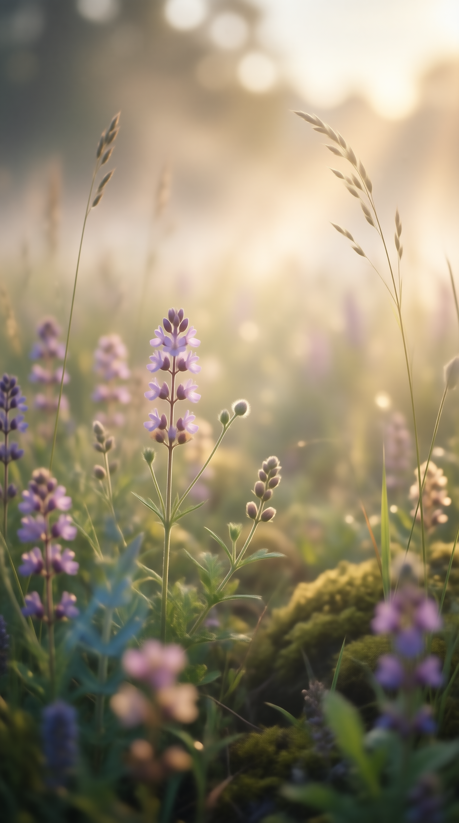 Purple Flowers in Golden Light
