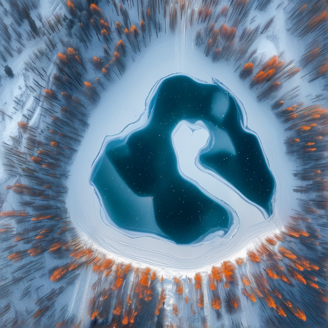 Frozen Lake with Heart Ice