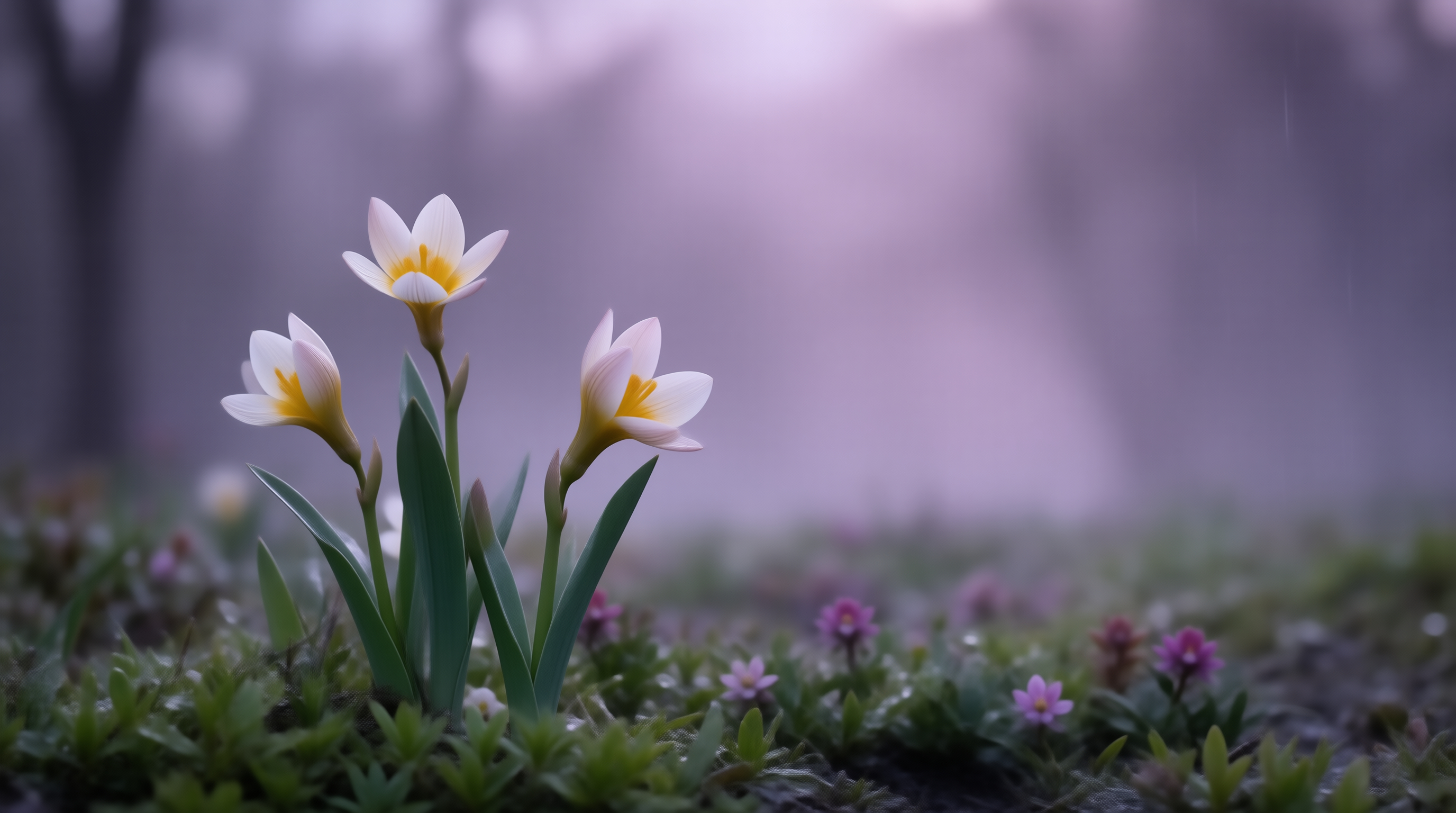 Three White Rain Lilies