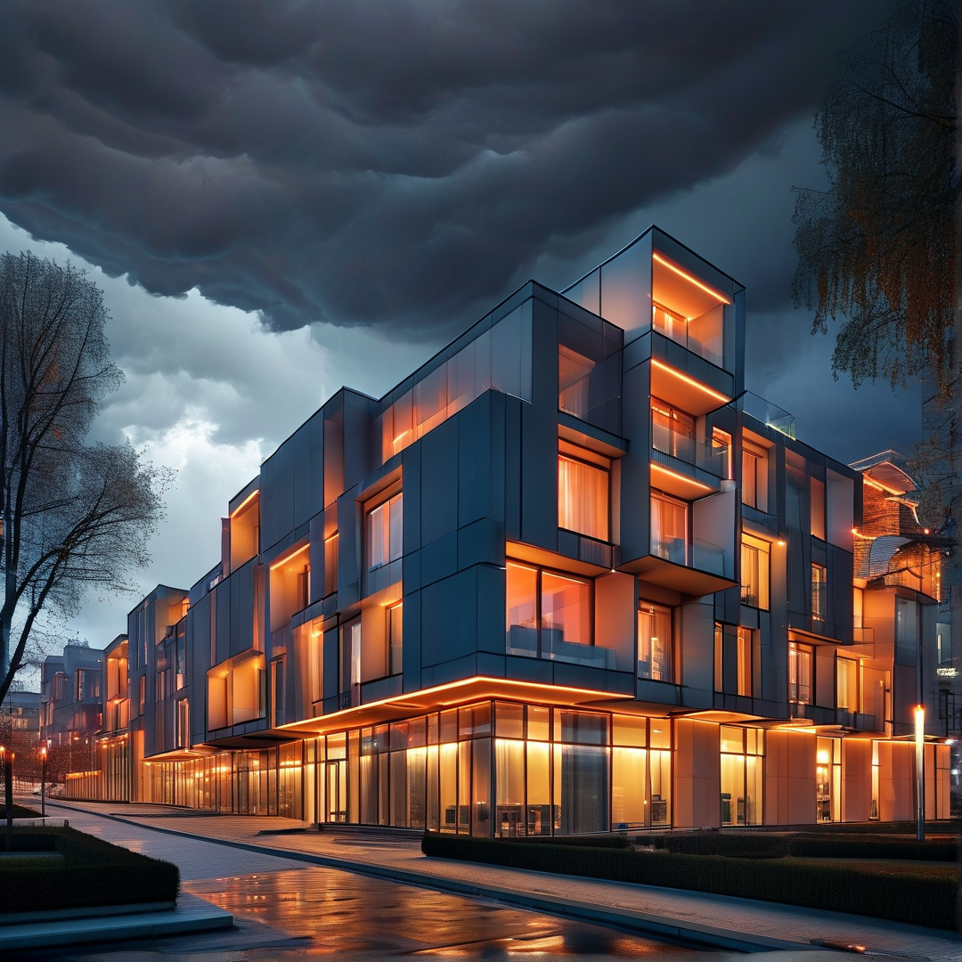 Contemporary Building at Dusk