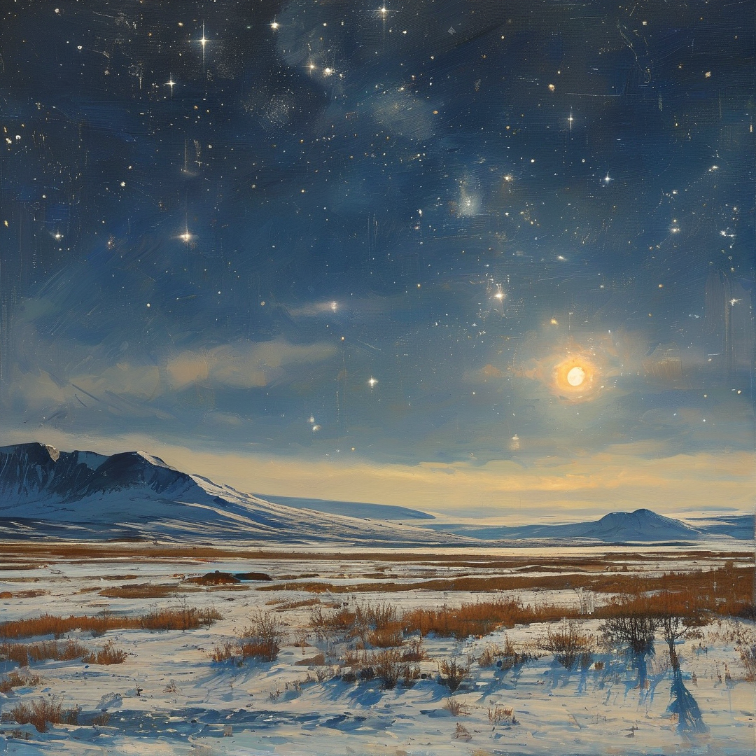 Snowy Night Landscape
