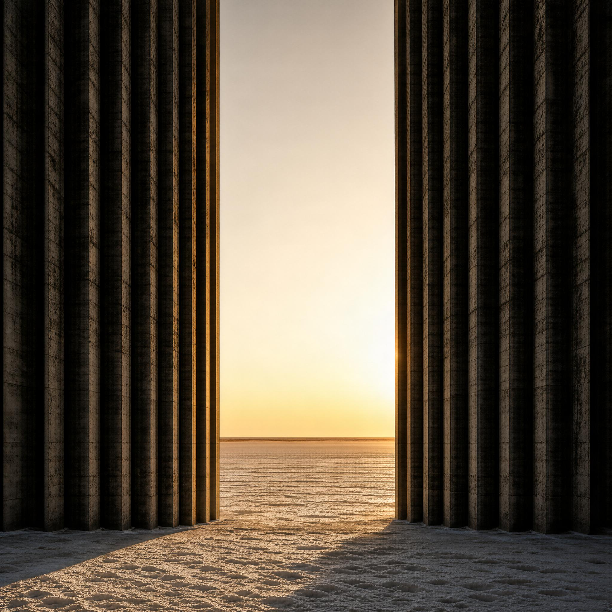 Sunset Between Columns