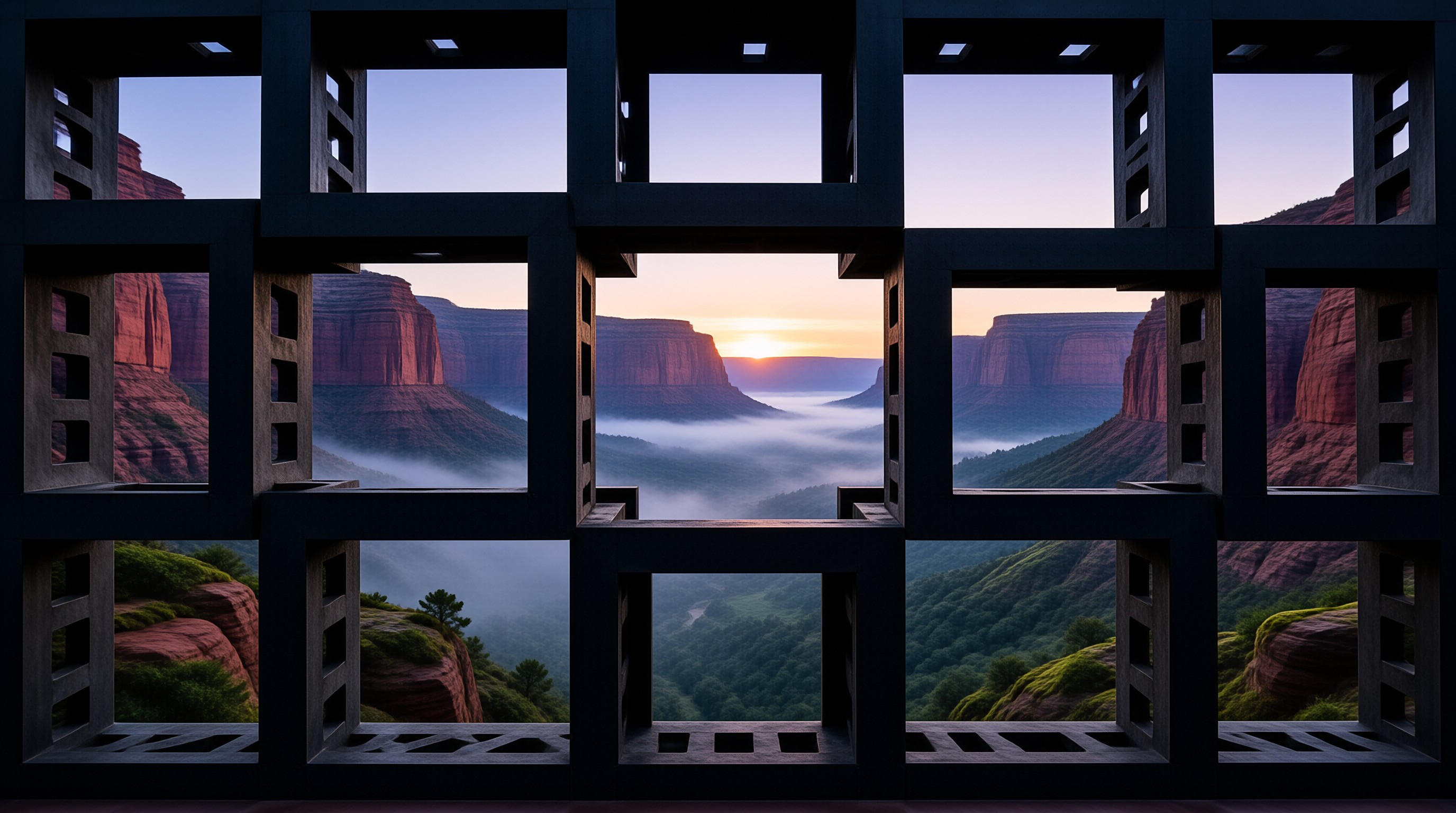 Sunset in Geometric Frame