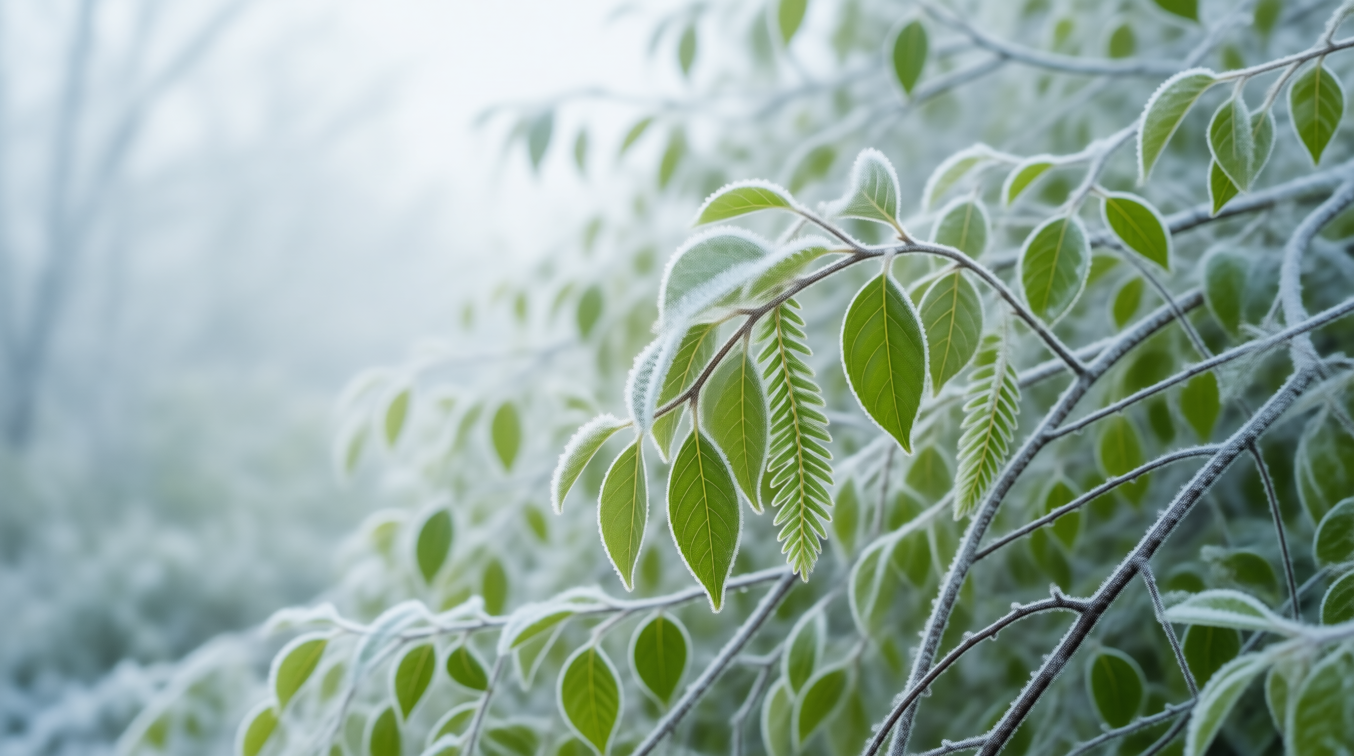 Frosted Spring Foliage Landscape