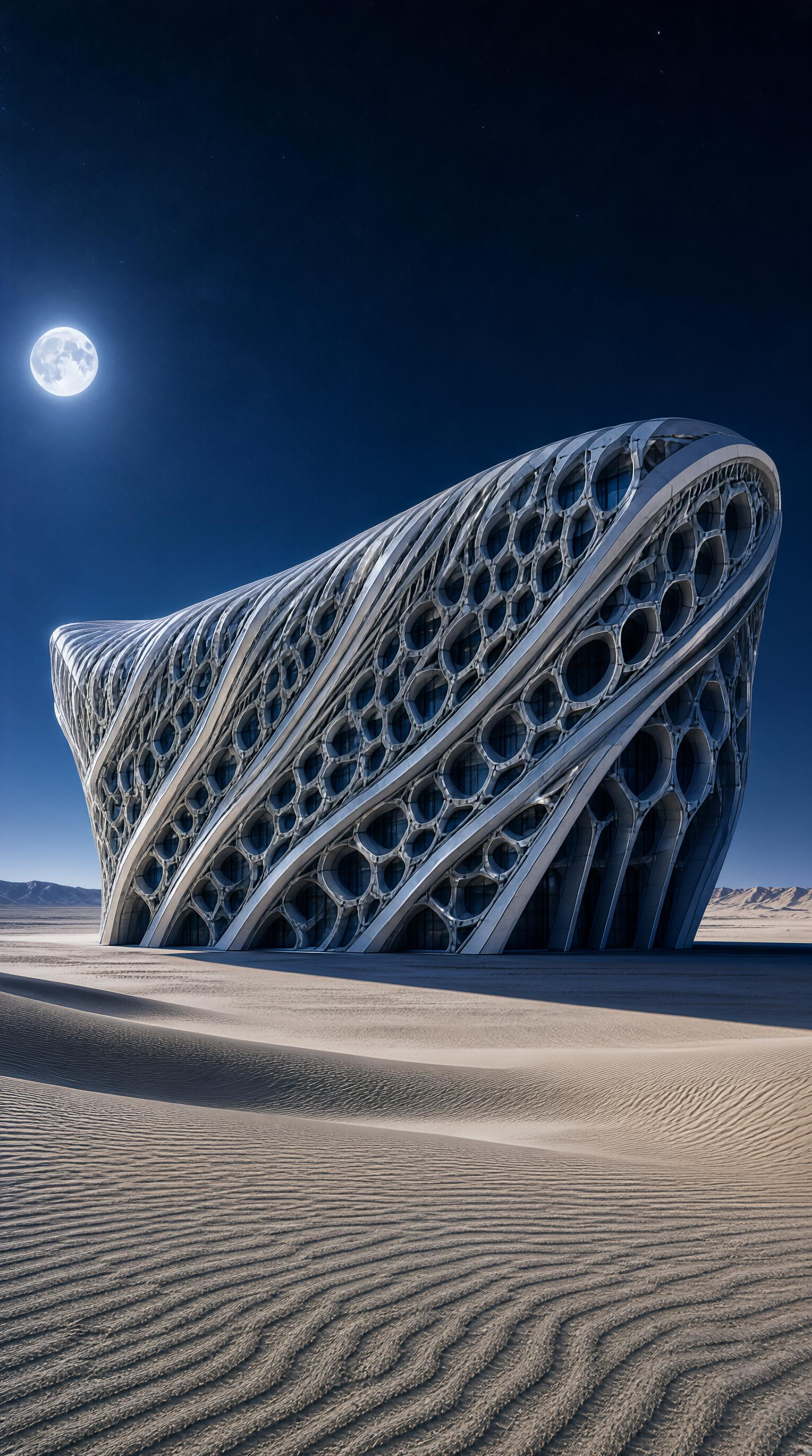 Moonlit Desert Architecture