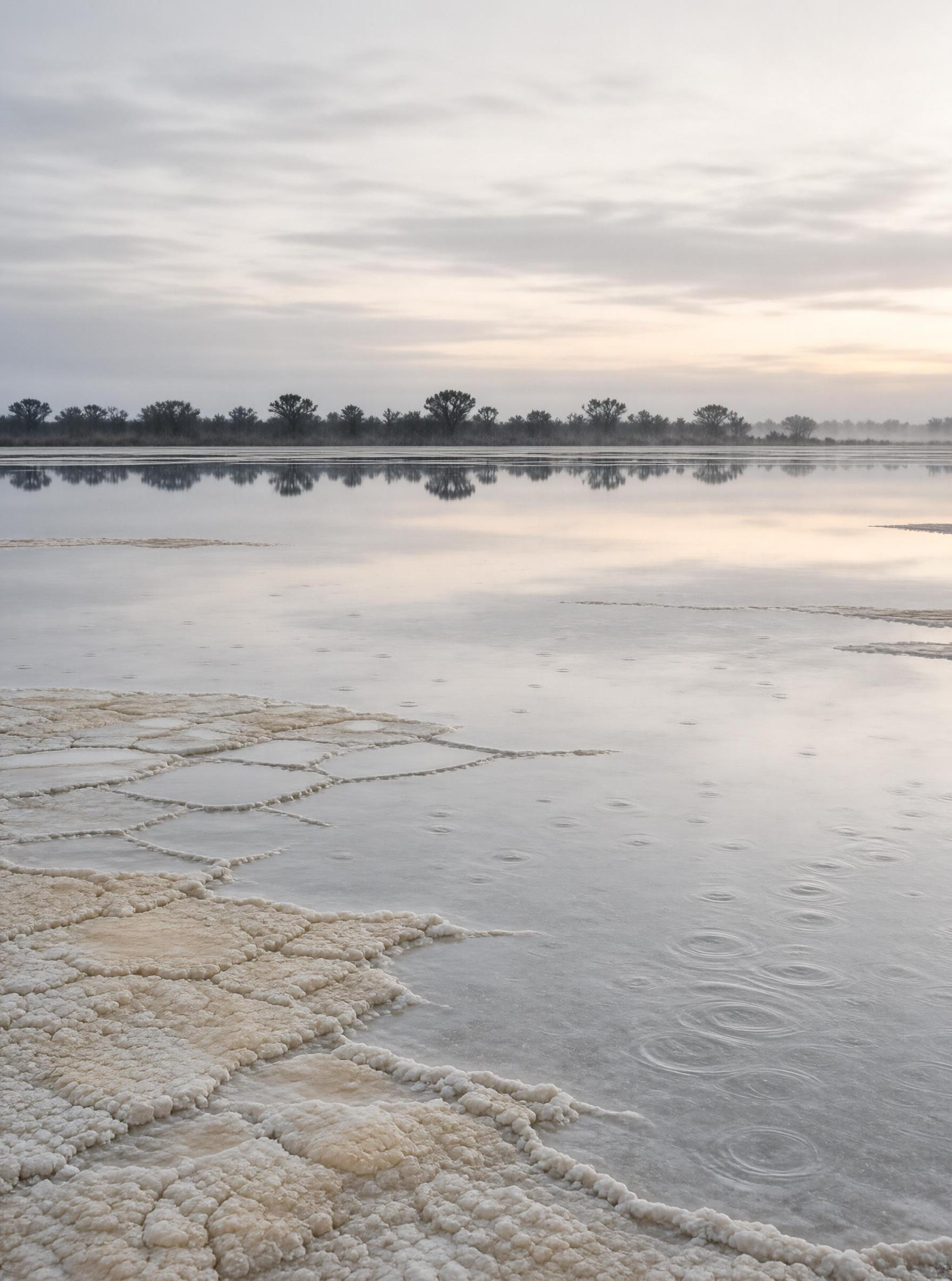 Salt Crystals on Water Surface