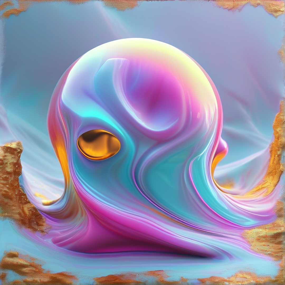Iridescent Fluid Skull