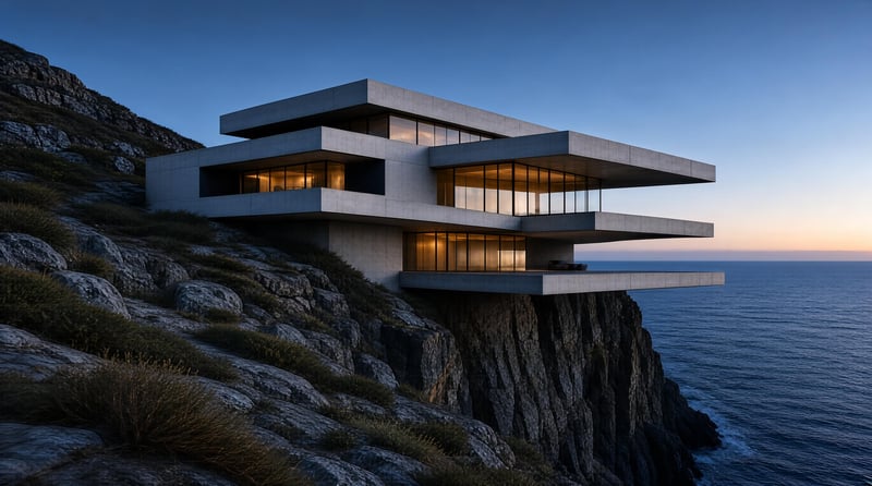 Modern Cliffside Concrete House