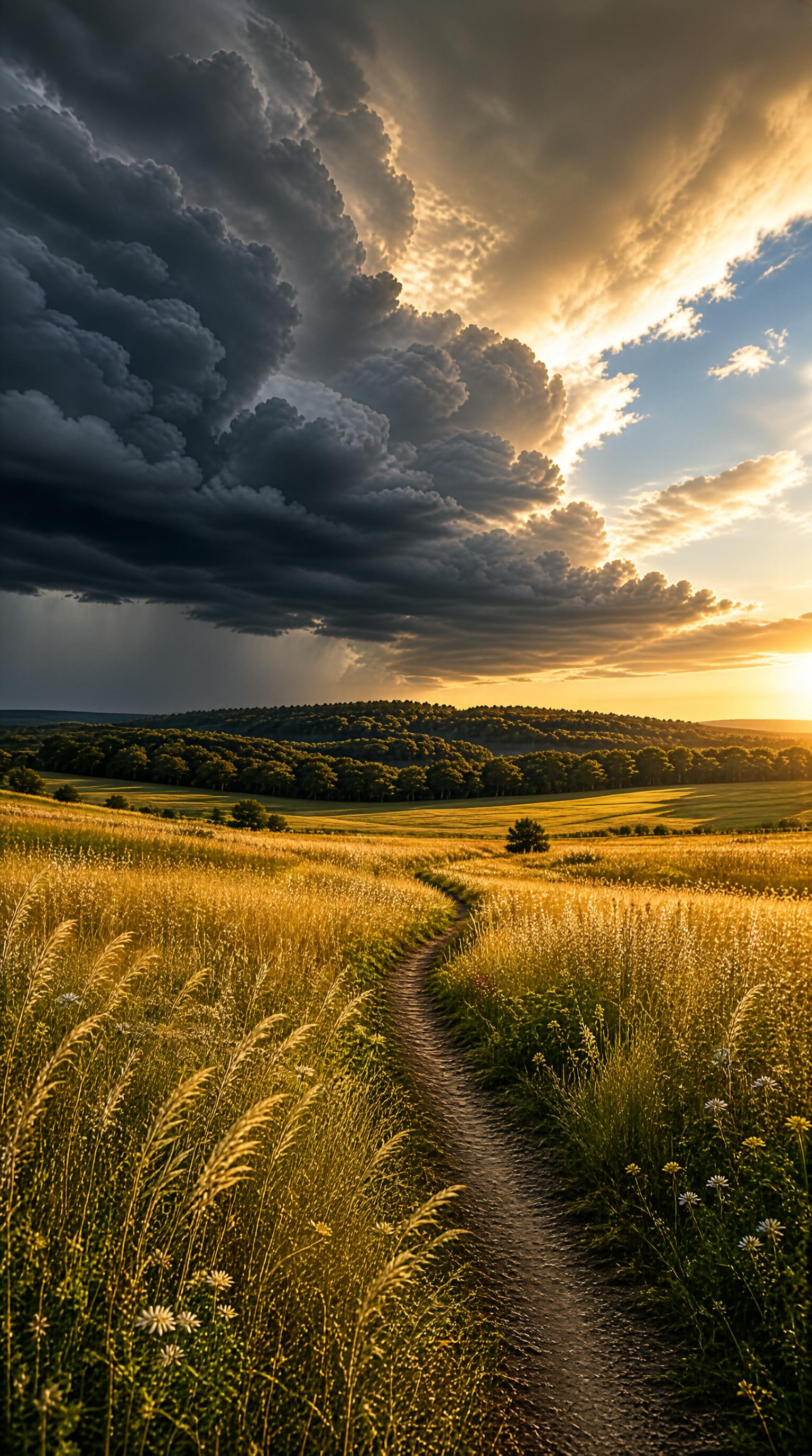 Golden Field Path at Sunset