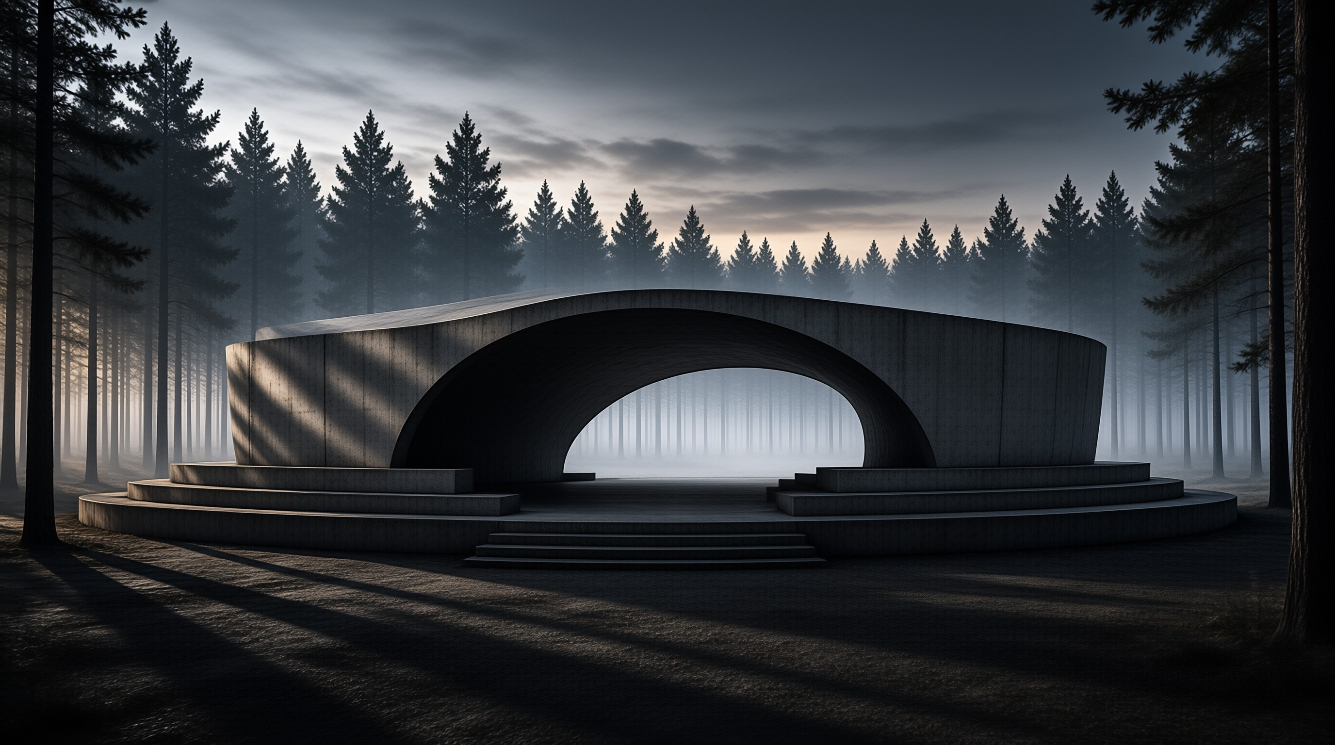 Misty Forest Concrete Shelter