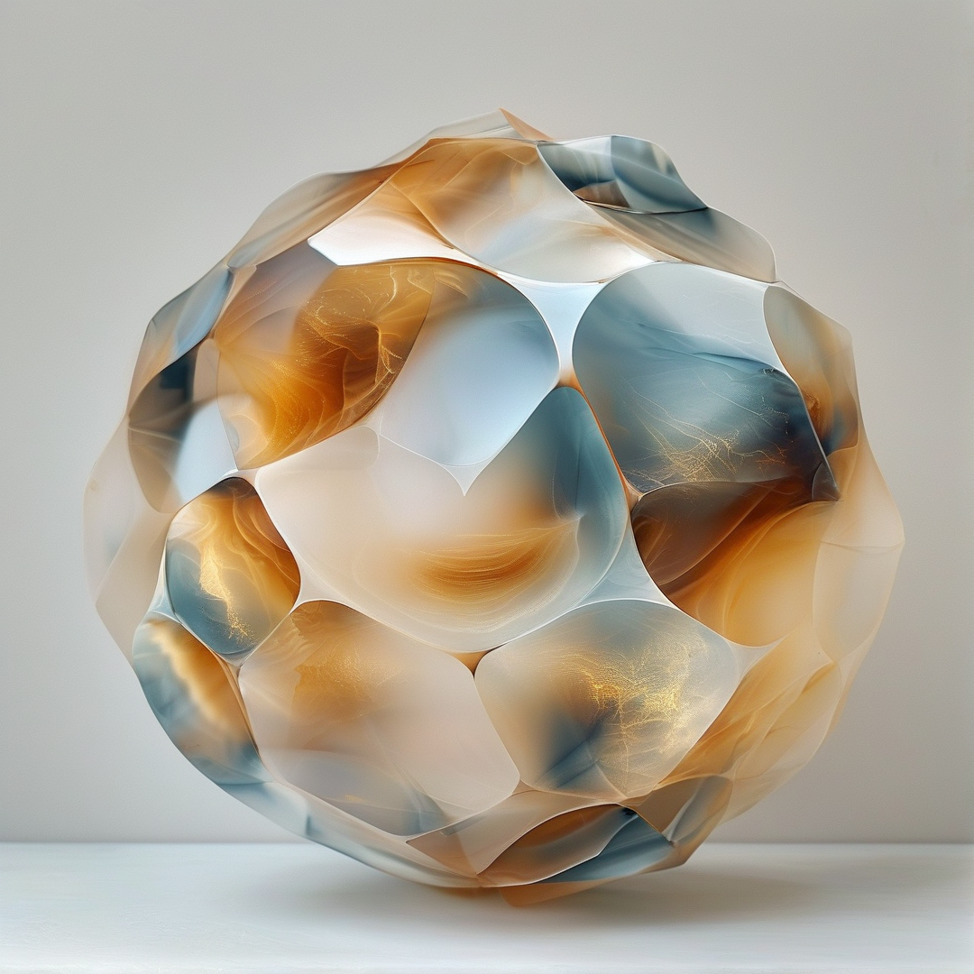 Amber and Blue Glass Sphere