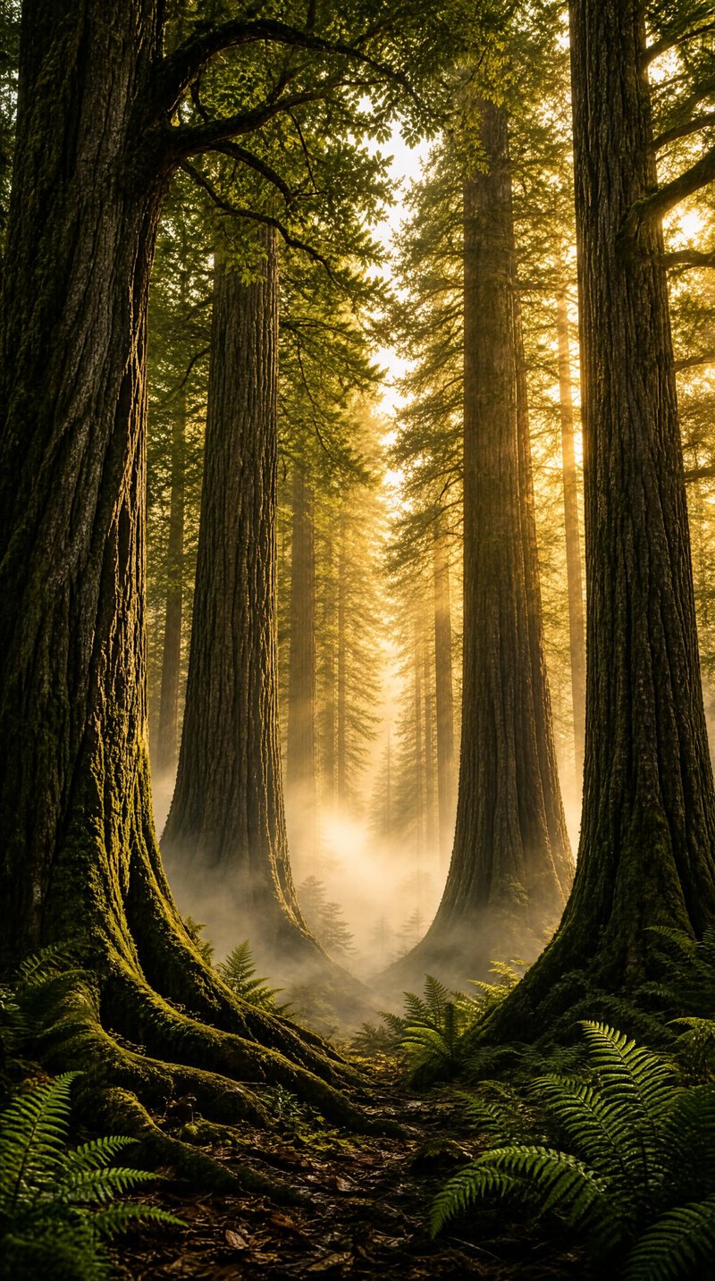 Majestic Redwood Forest at Dawn