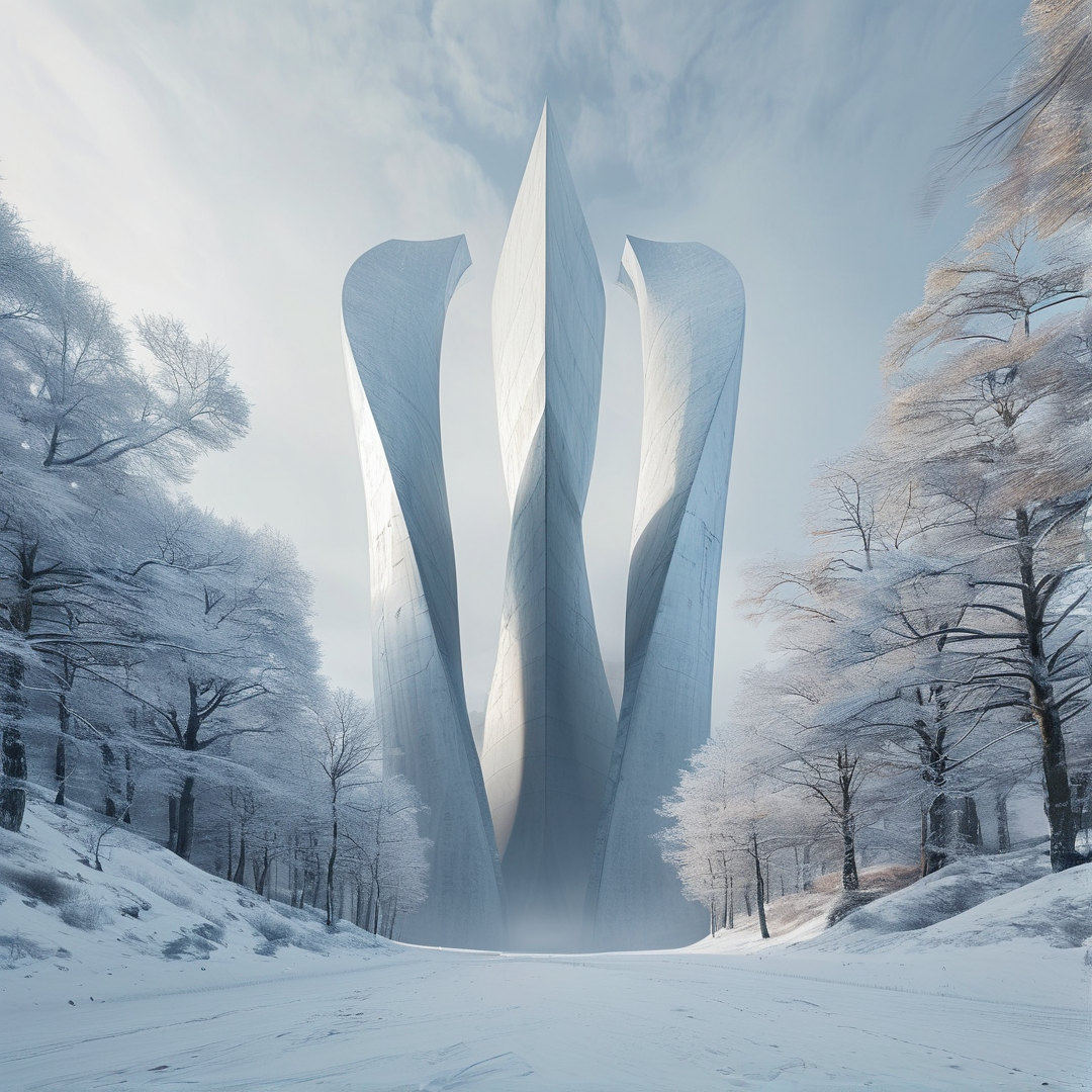 Futuristic Monolith in Snow