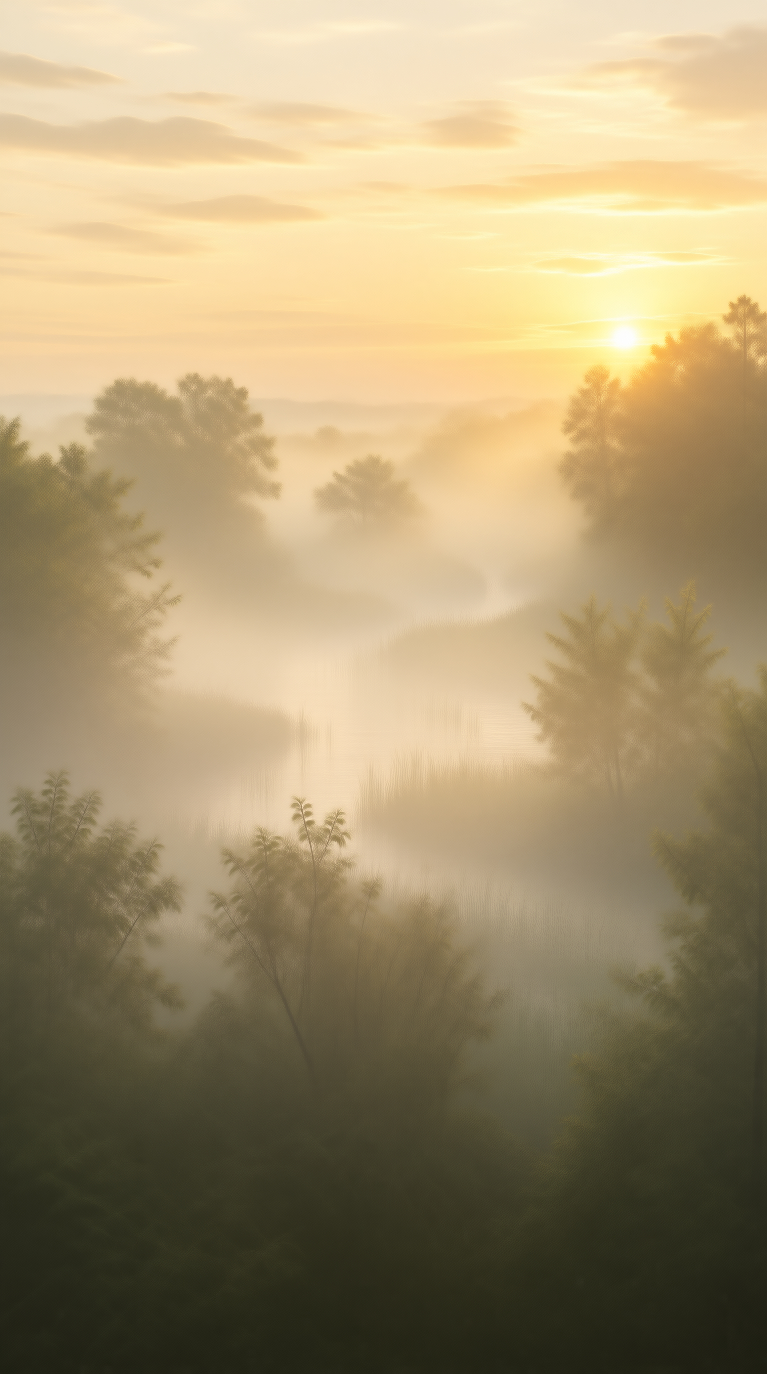 Misty Sunrise Over Valley