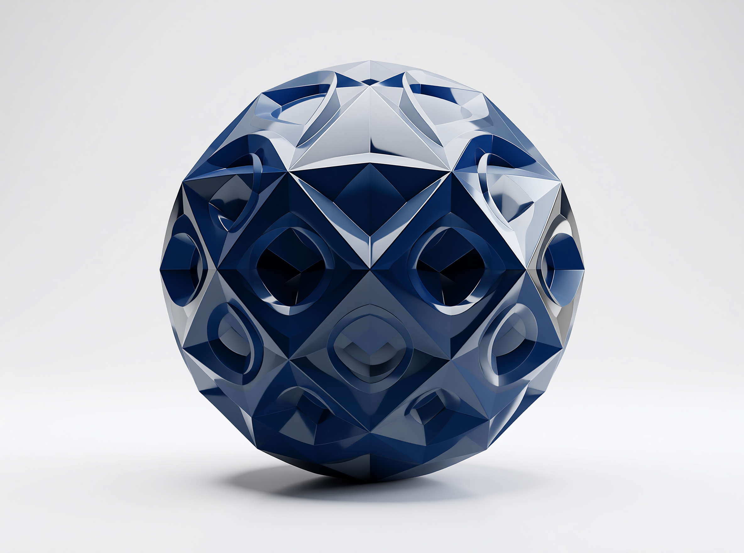 Chrome Faceted Sphere — Geometric Study