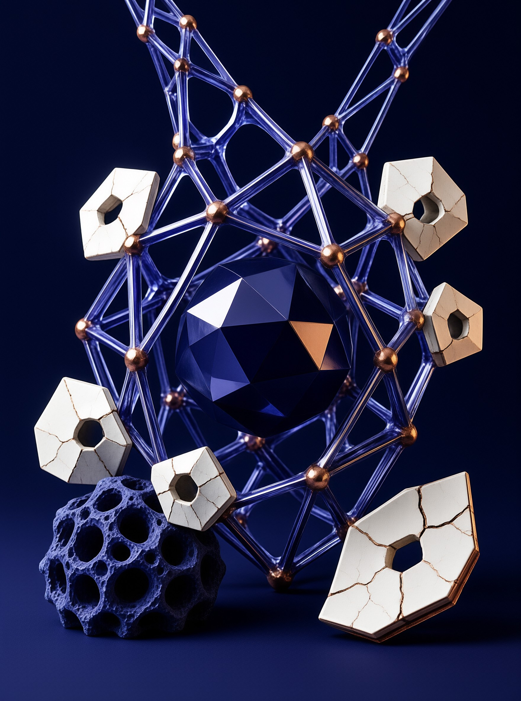 Blue Geometric Sculpture