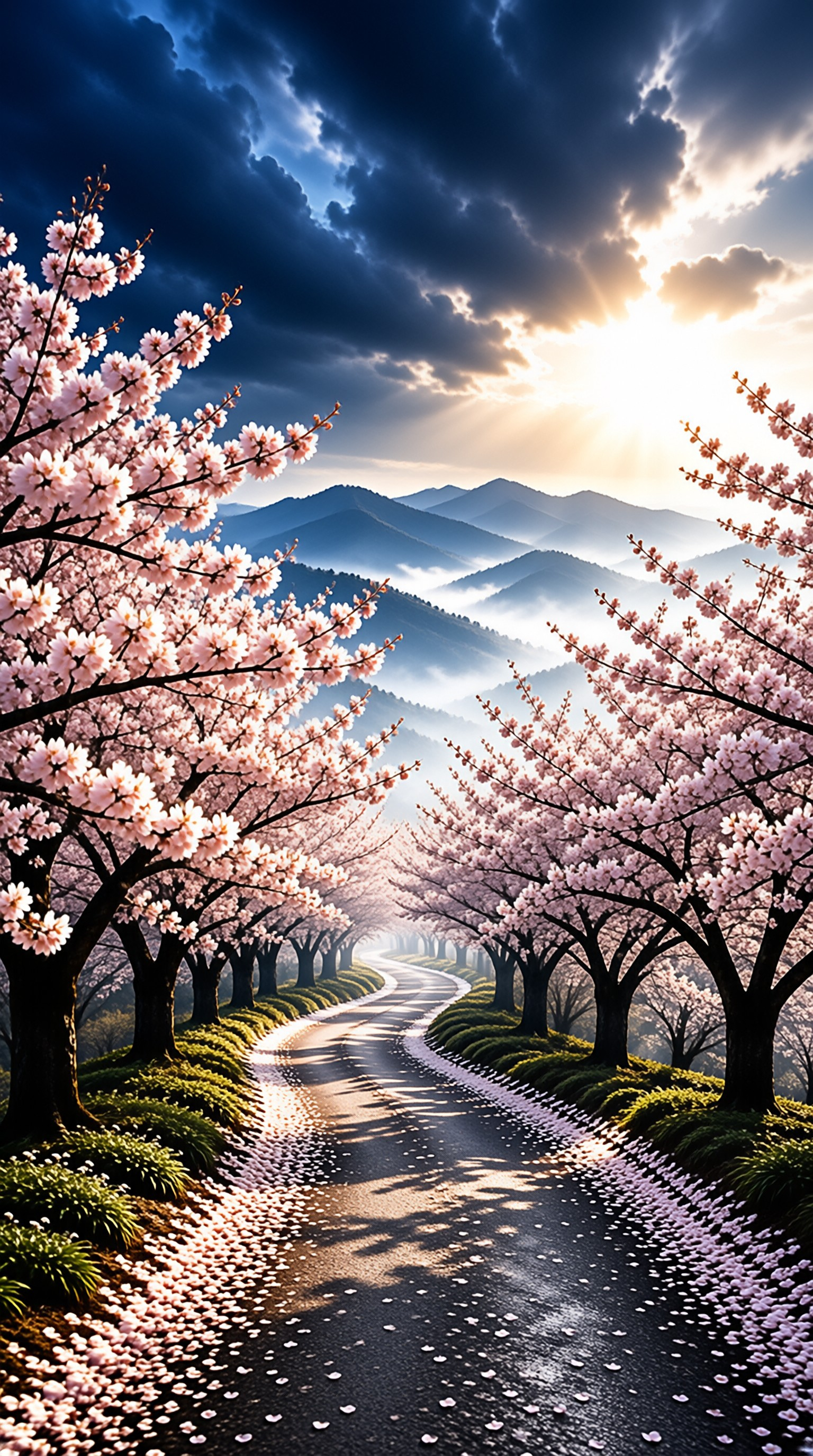 Cherry Blossom Road at Sunrise