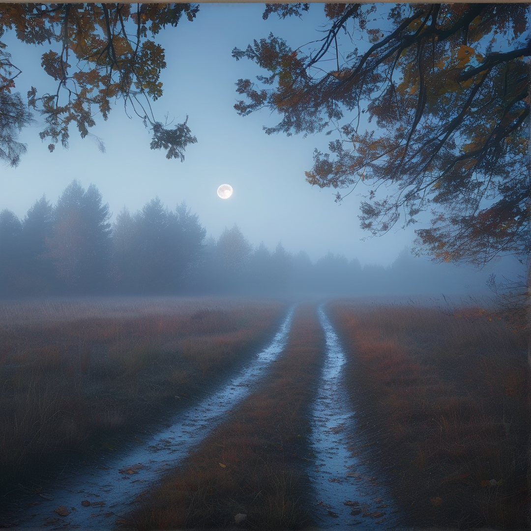 Misty Path Under the Moon