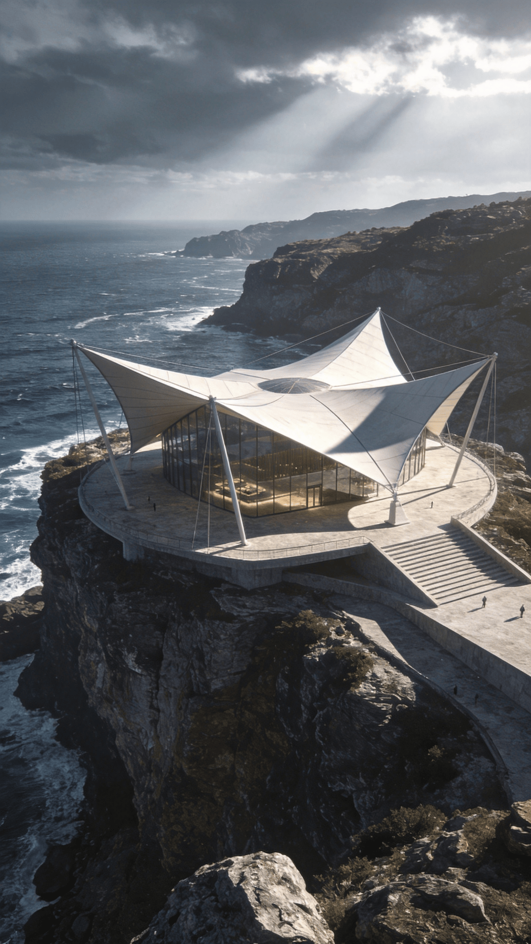 Museum with Tensile Structure — Coastal Cliff
