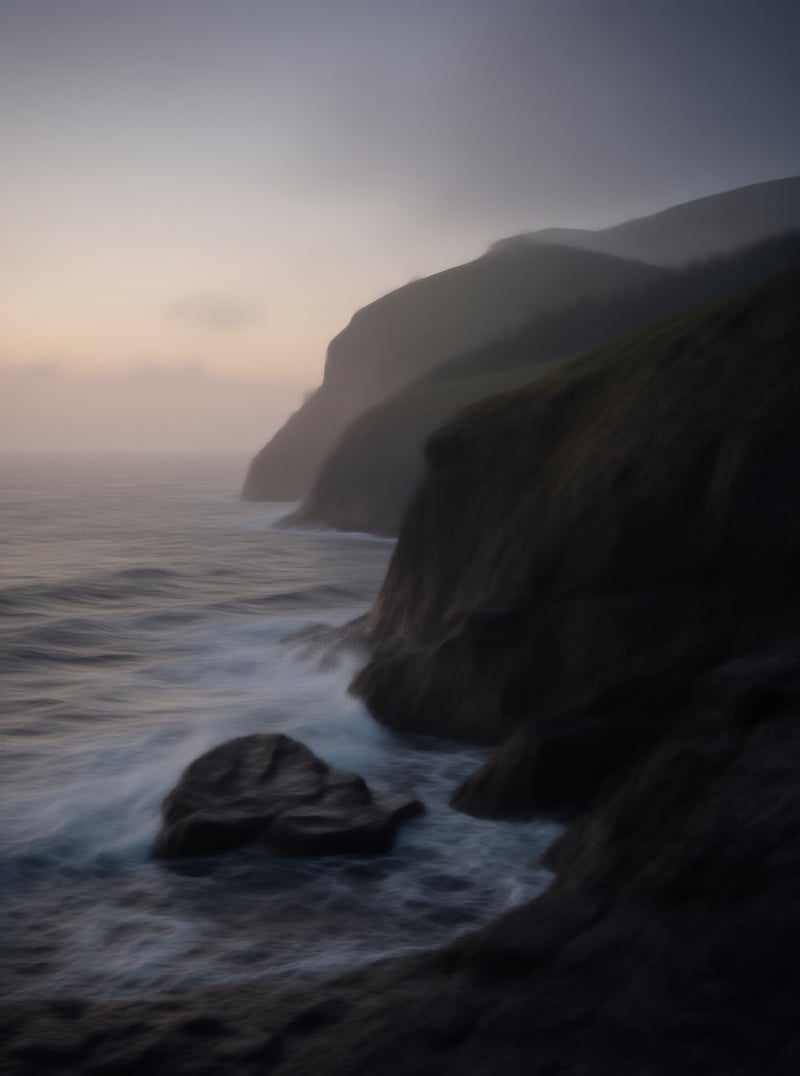 Misty Coastal Cliffs