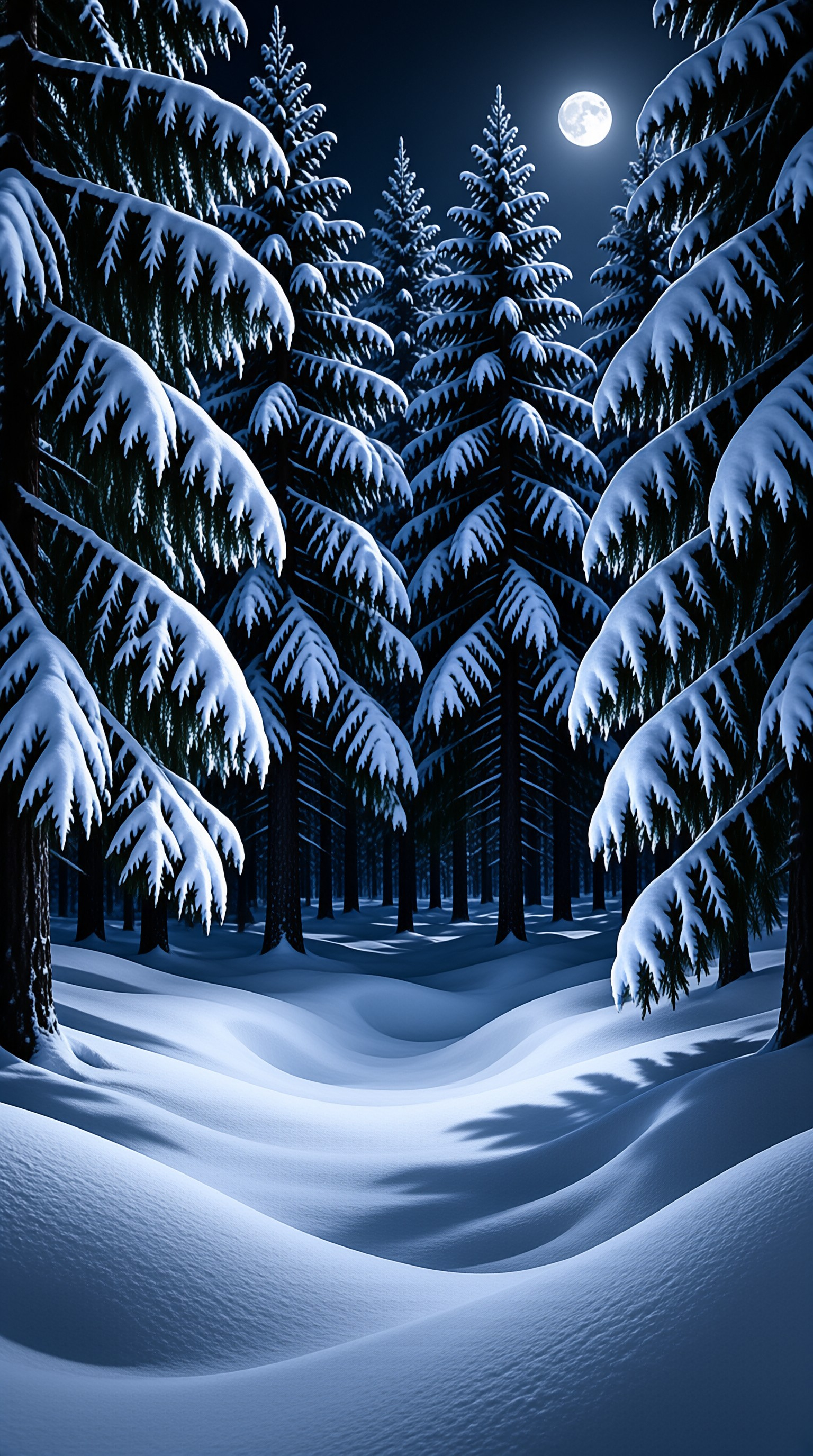 Snowforest Moonlight Landscape