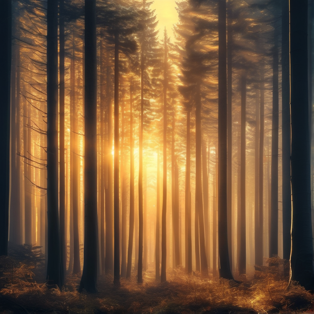 Sunlight Through Forest