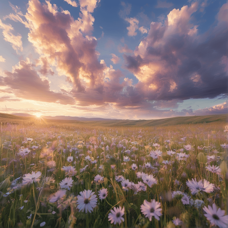 Sunset Wildflower Field