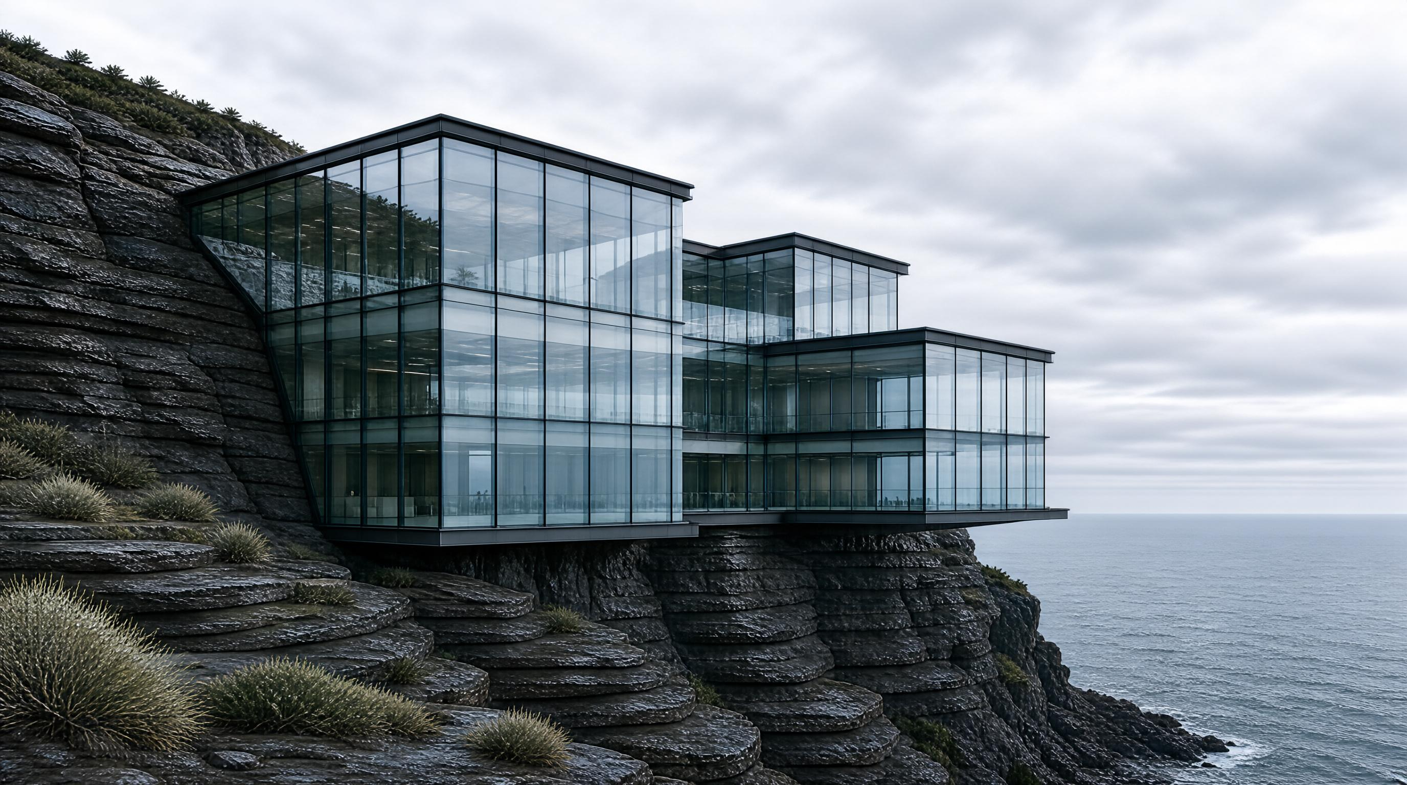Modern Glass Cliffside Building