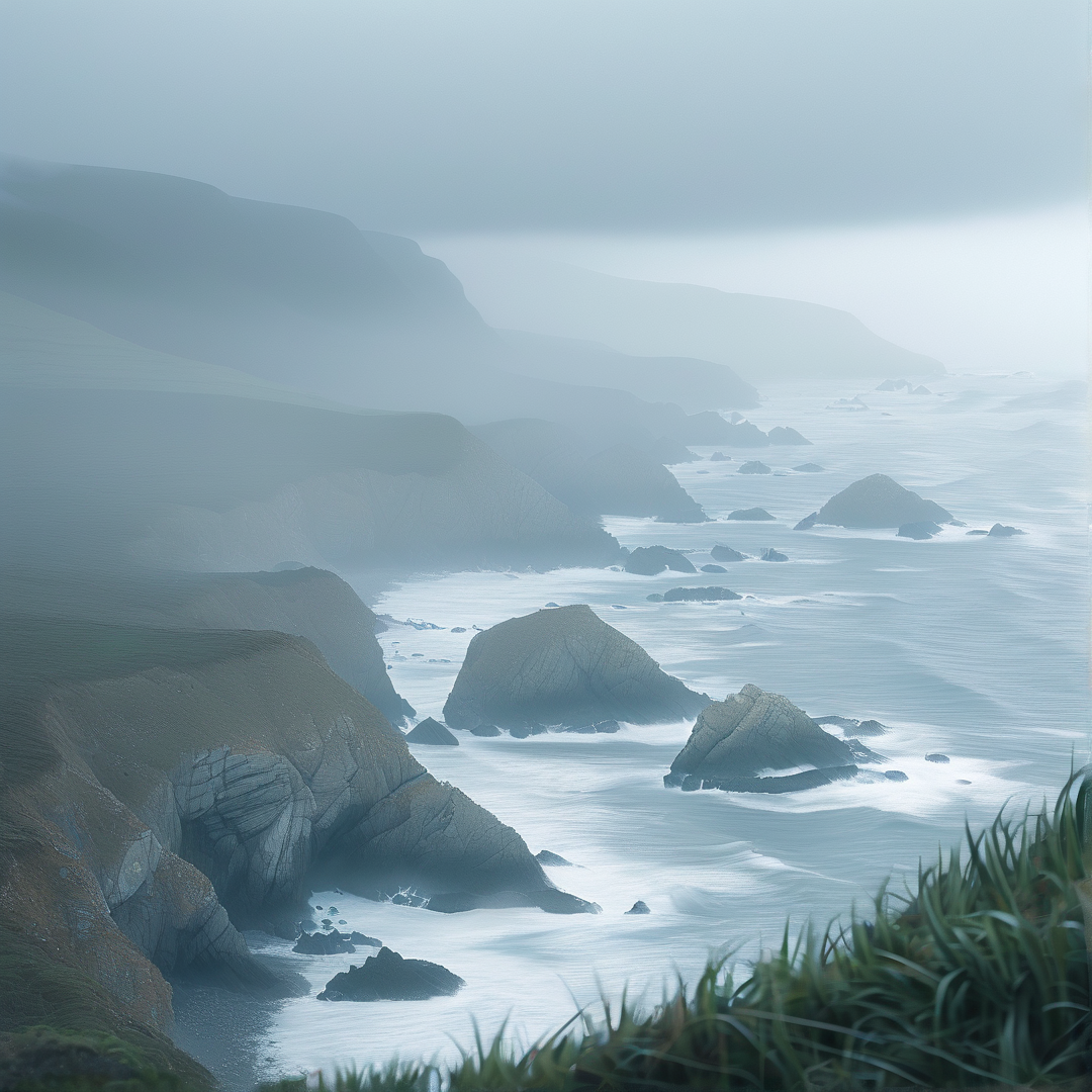Misty Coastal Cliffs