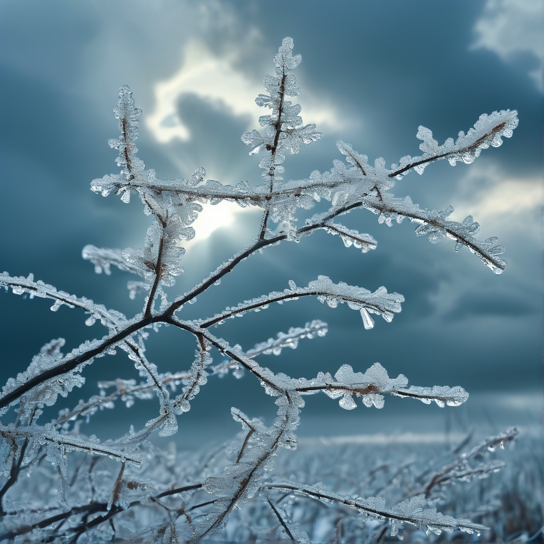 Frozen Branches in Sunlight