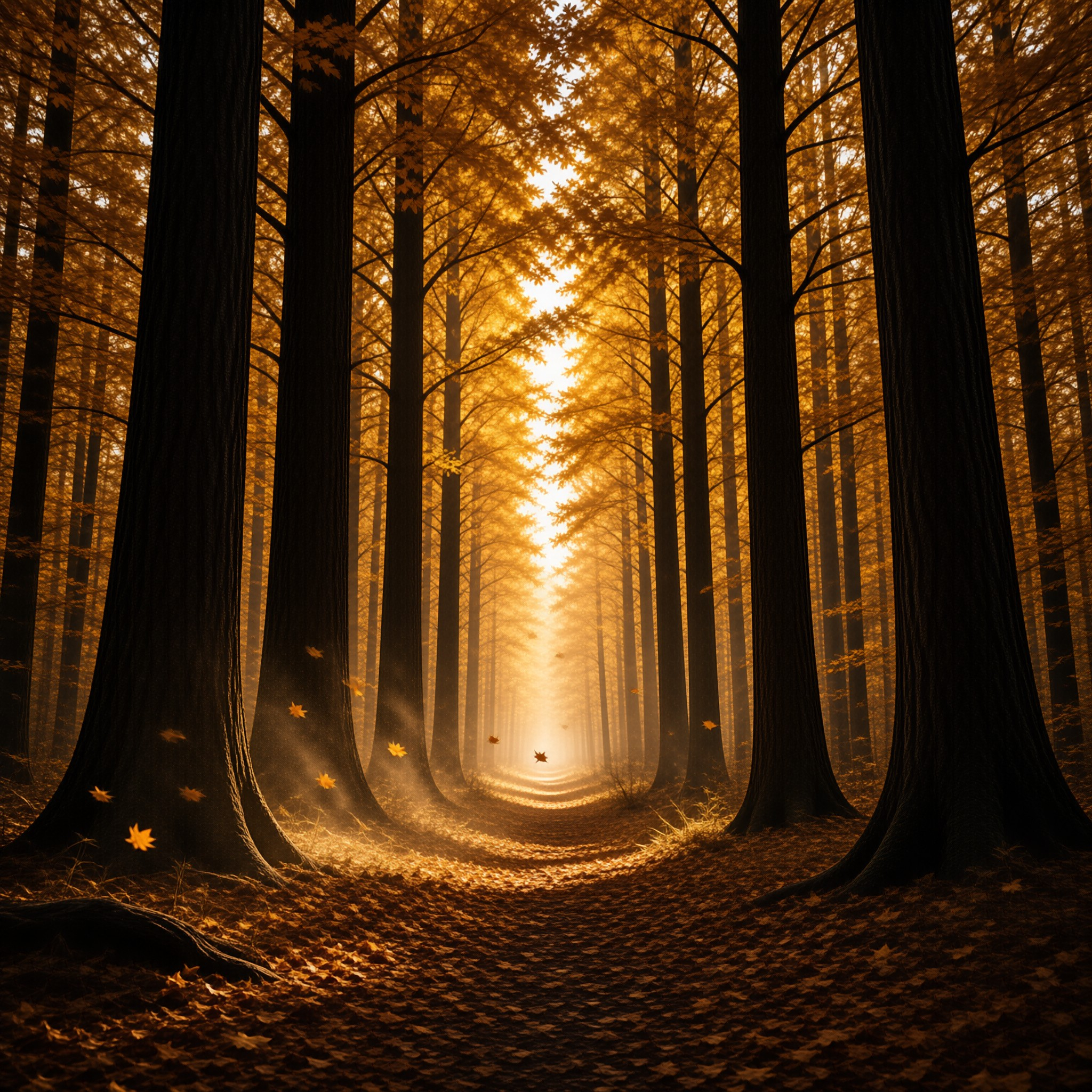 Golden Autumn Forest Path