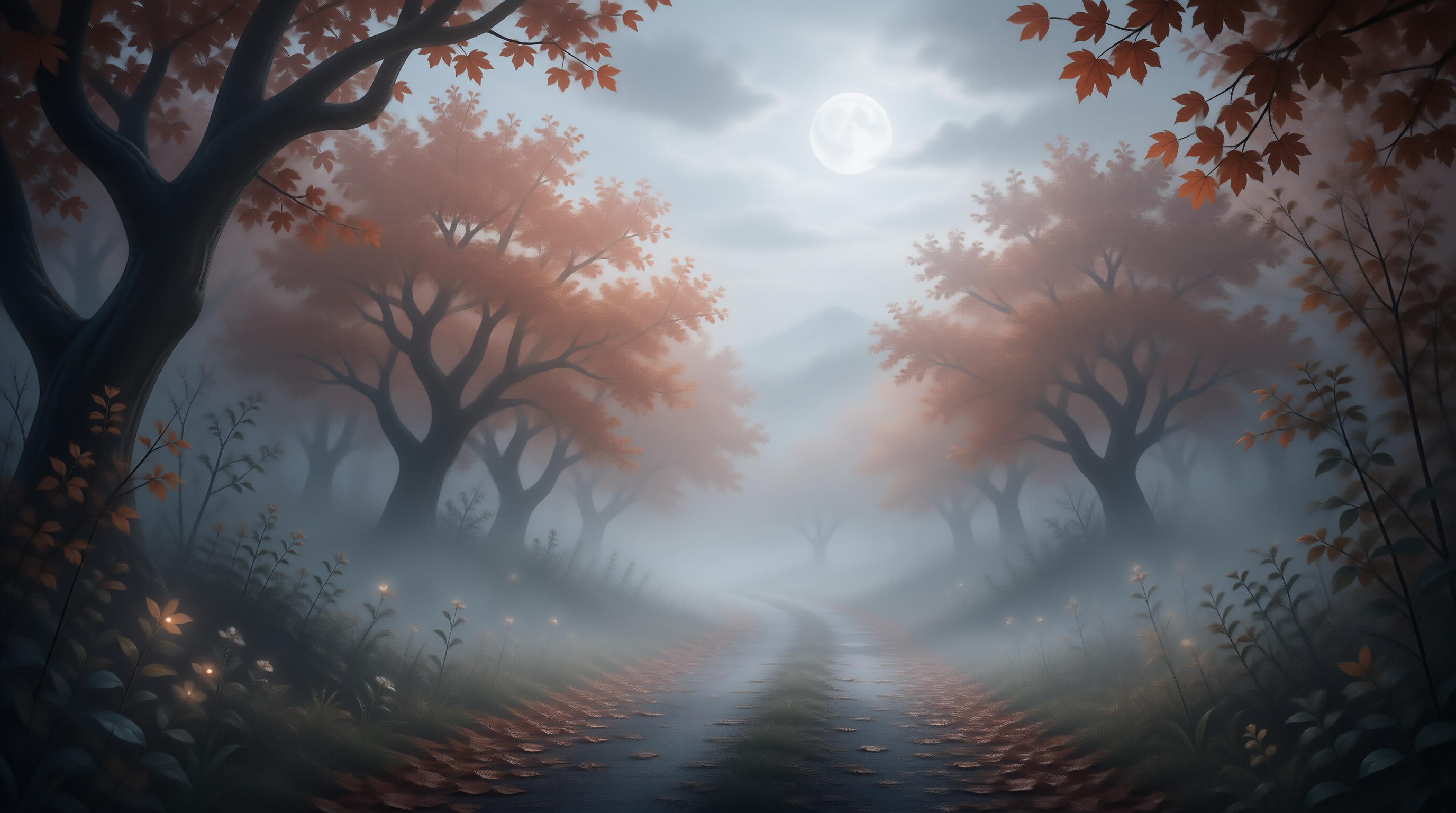 Misty Autumn Forest Path