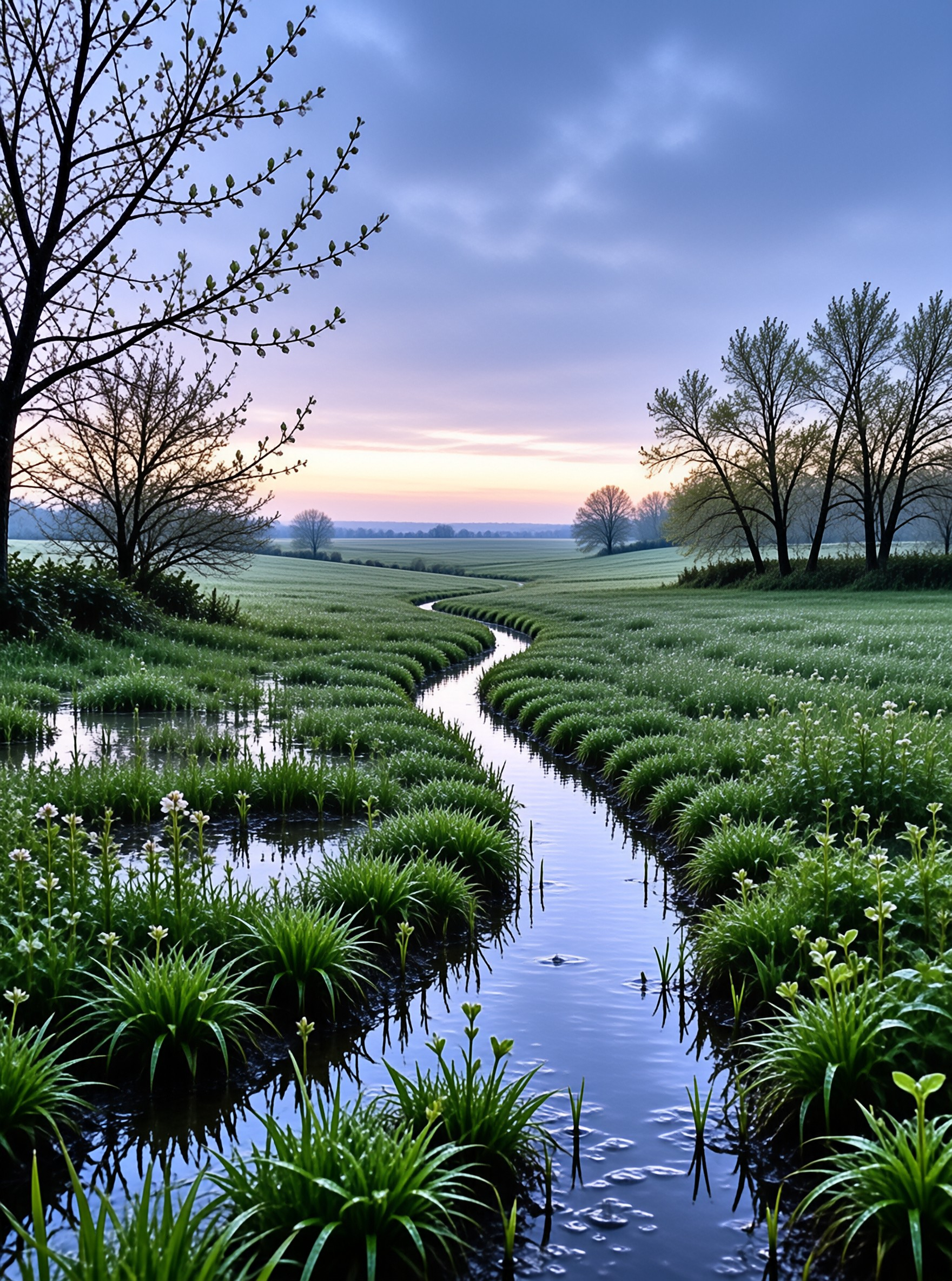 Winding Stream at Dawn
