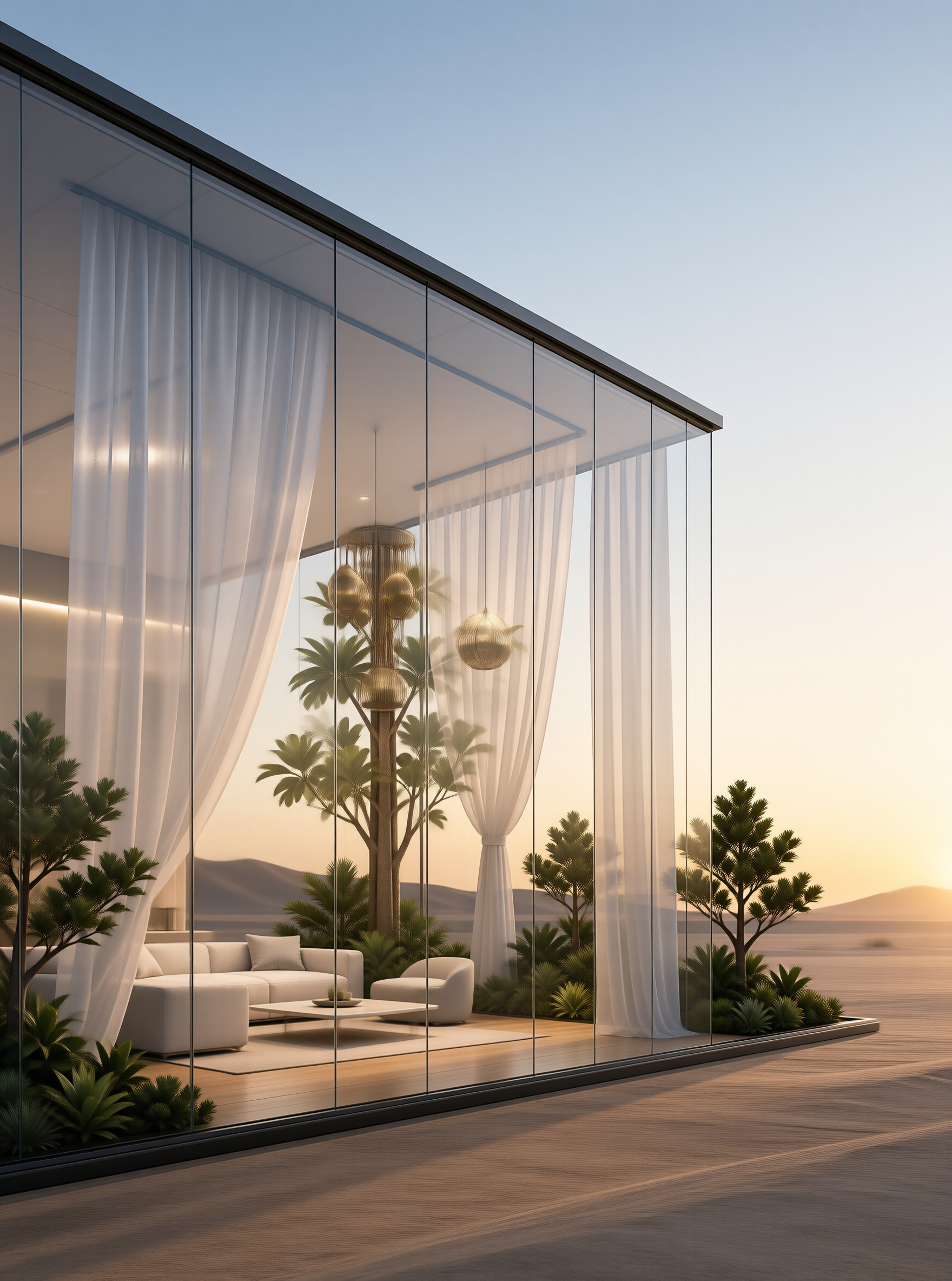 Luxury Glass Pavilion in Desert
