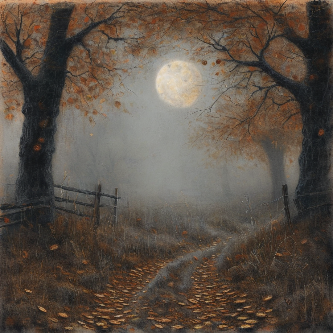 Moonlit Autumn Path