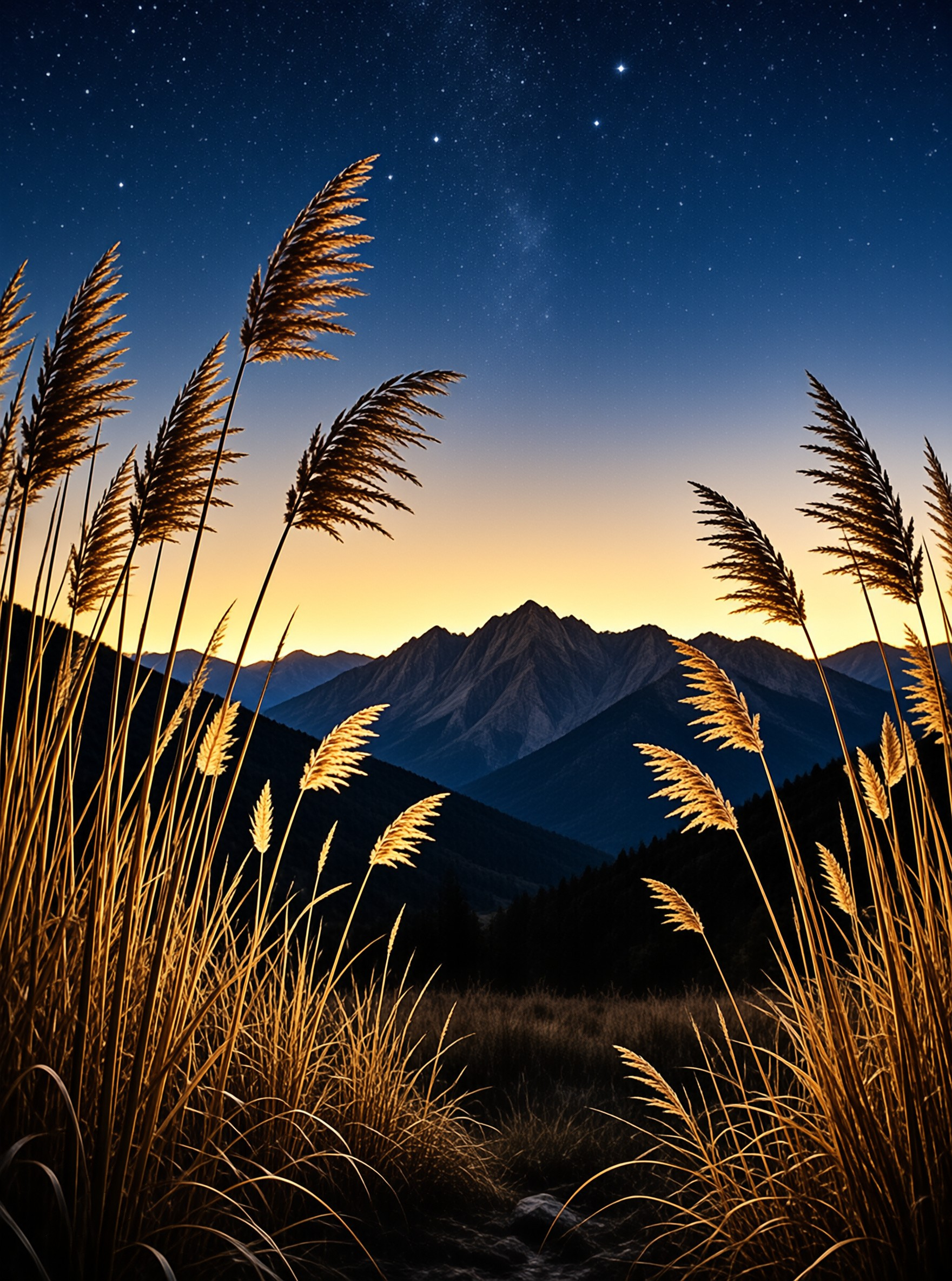 Starry Night Over Mountains