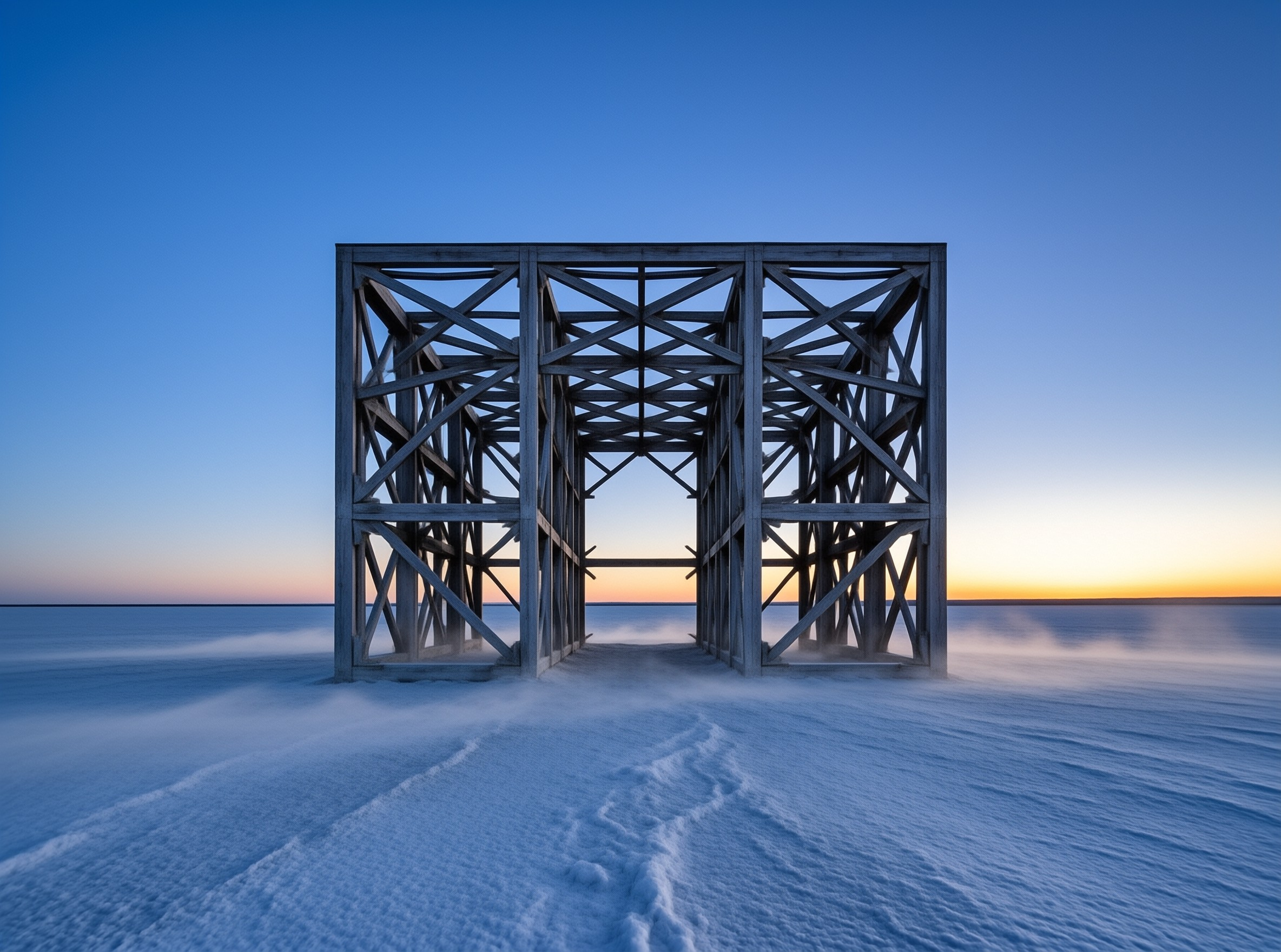 Wooden Framework in Snow