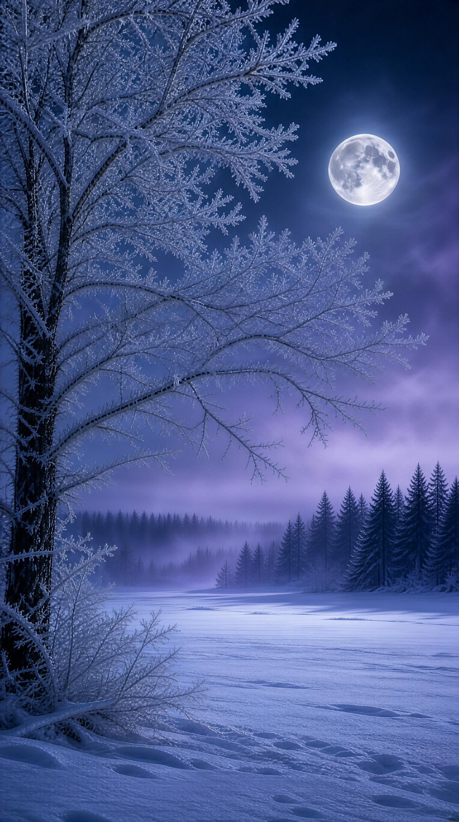 Frosty Winter Night Scene