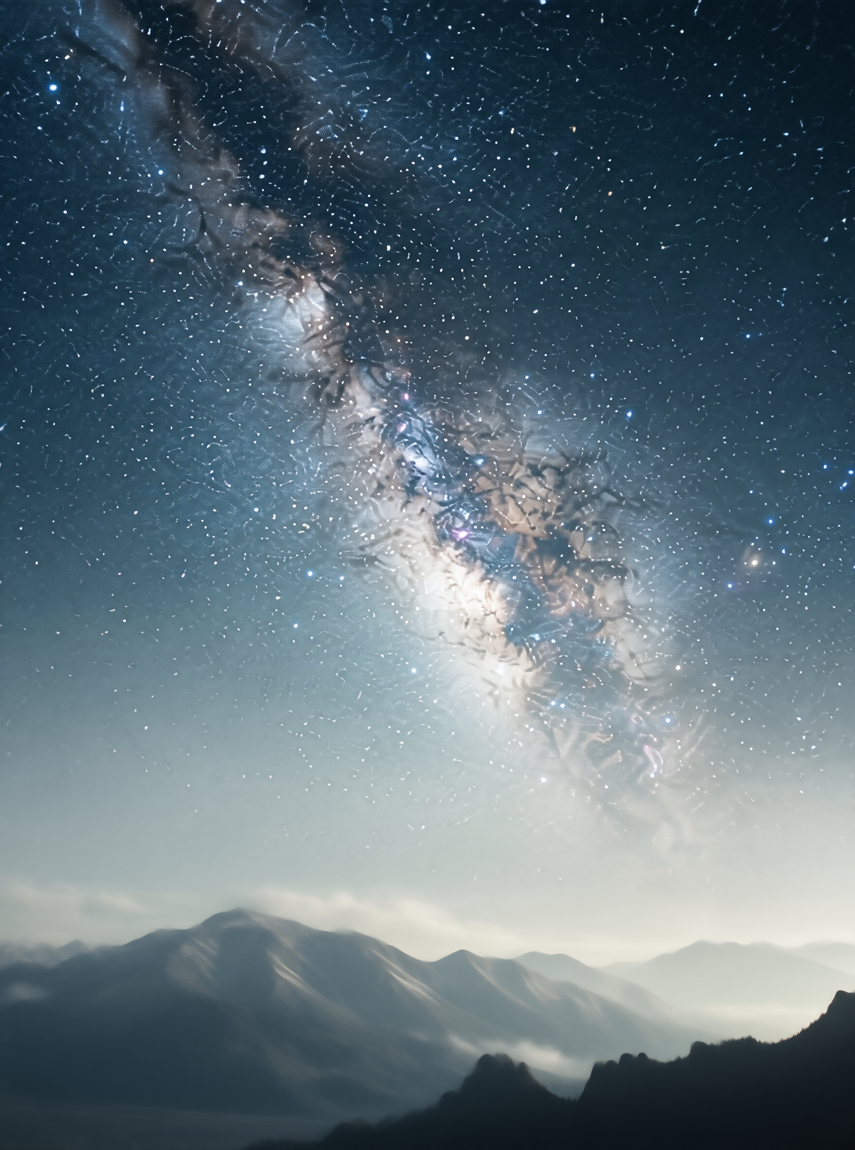 Milky Way Over Misty Mountains
