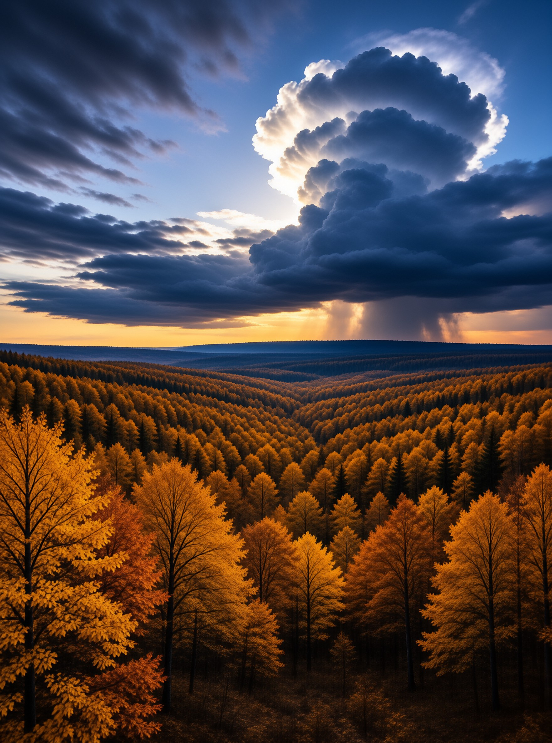 Sunset Over Golden Forest