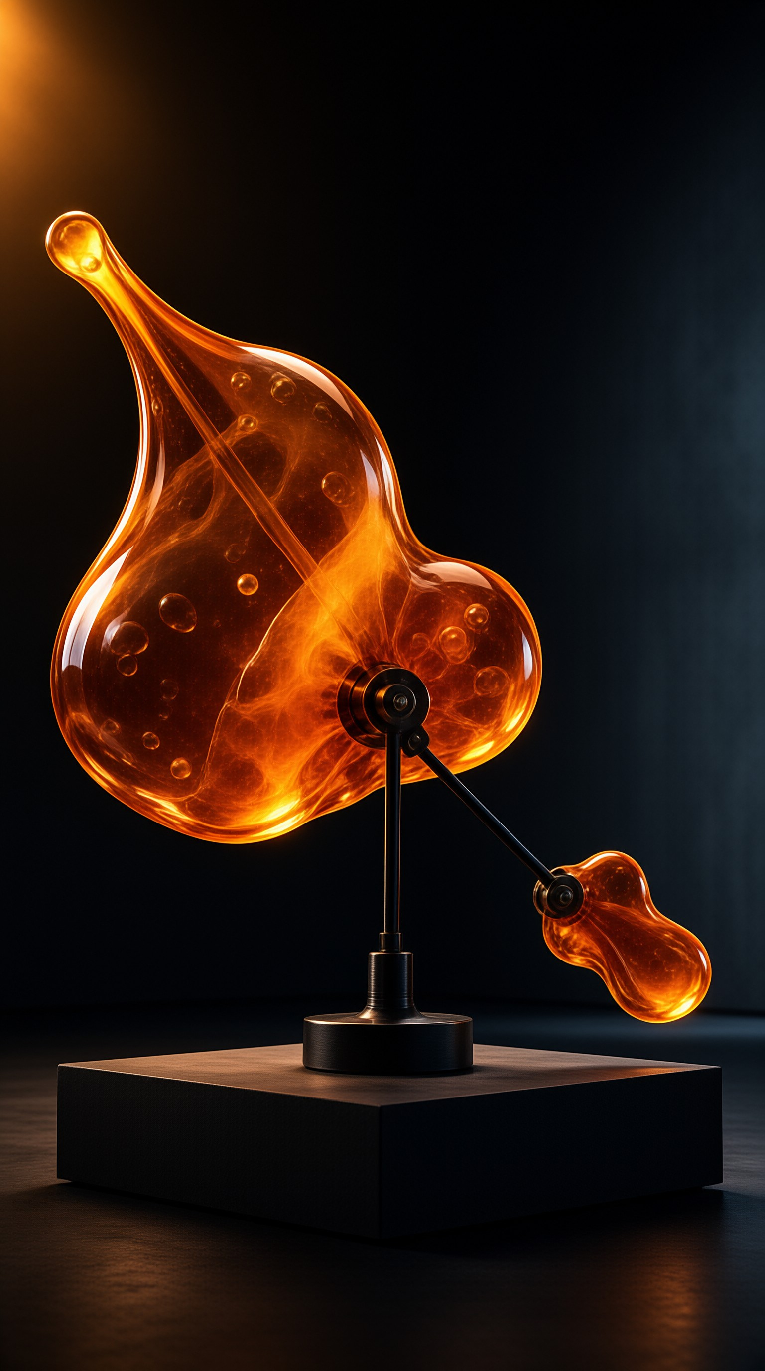 Glowing Amber Glass Sculpture