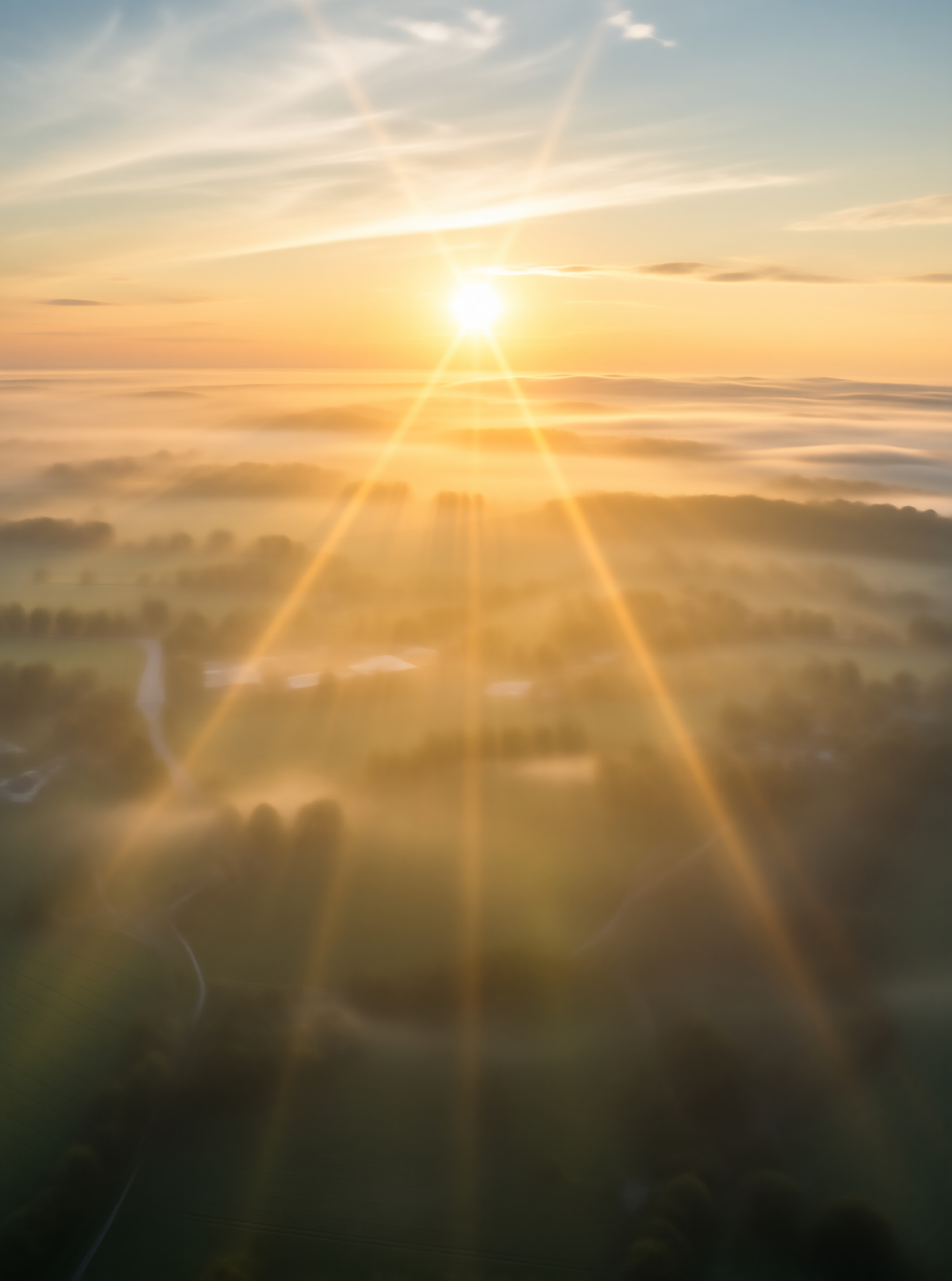 Sunrise Over Foggy Fields