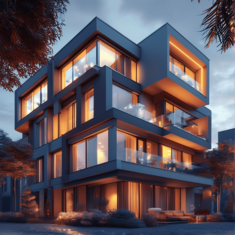 Modern Luxury Villa at Dusk