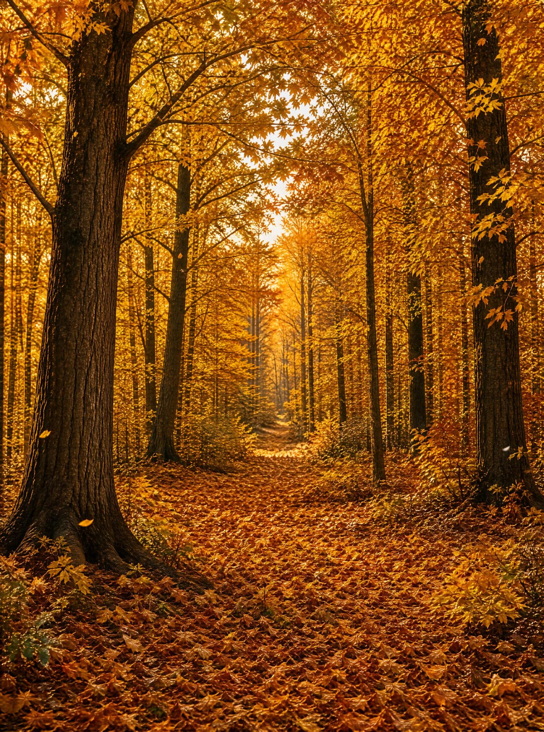 Golden Autumn Forest Path