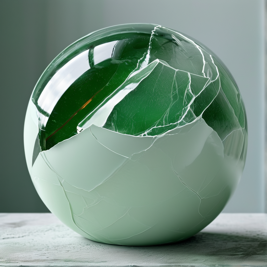 Cracked Green Glass Sphere
