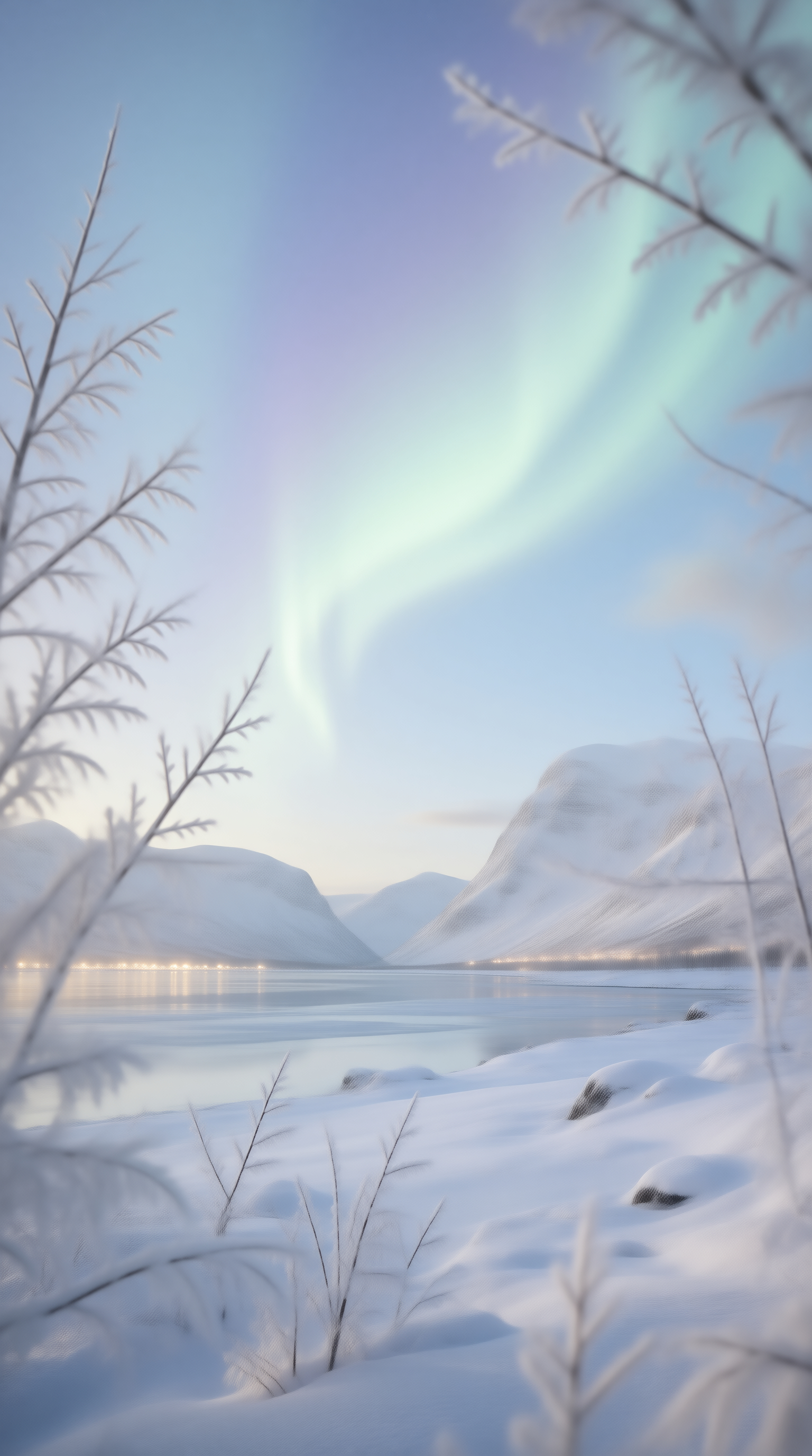 Aurora Over Snowy Lake