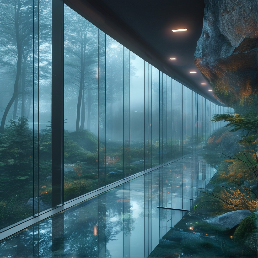 Glass Corridor in Forest