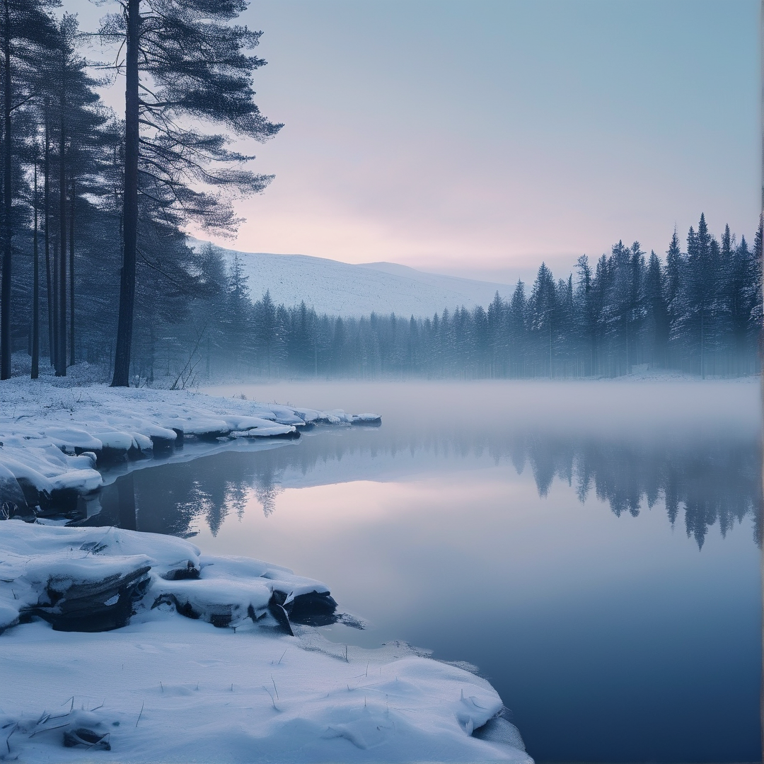 Misty Winter Lake