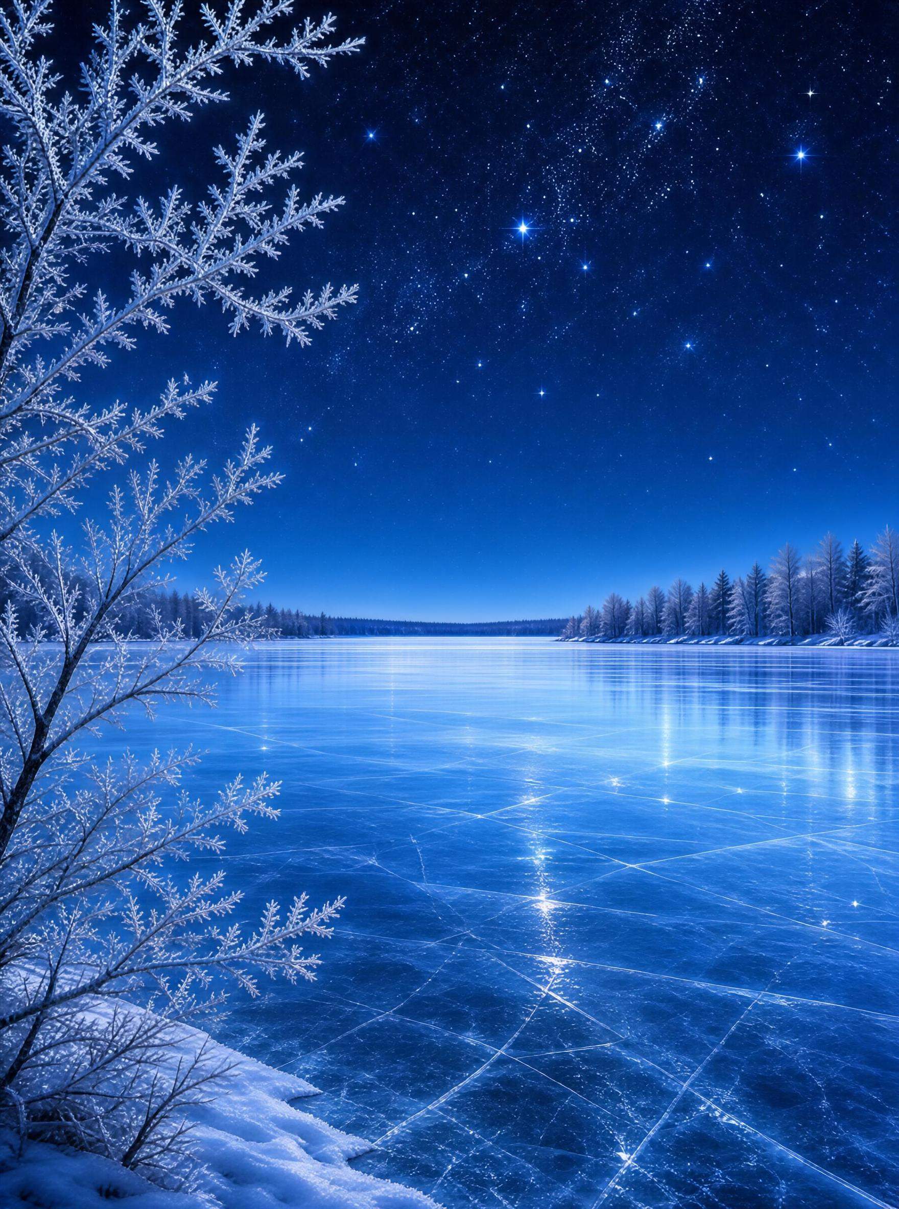 Winter Night Lake