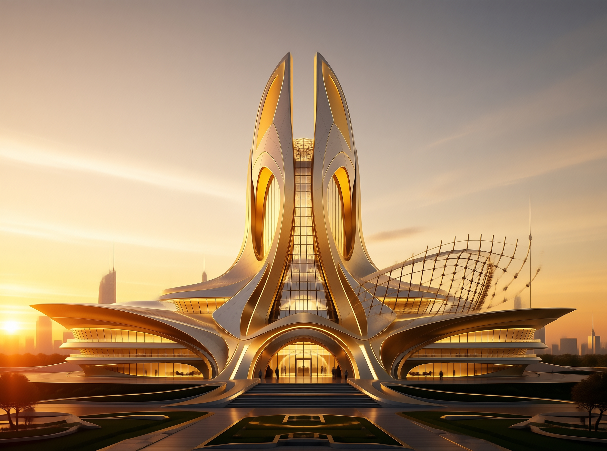 Futuristic Building at Sunset